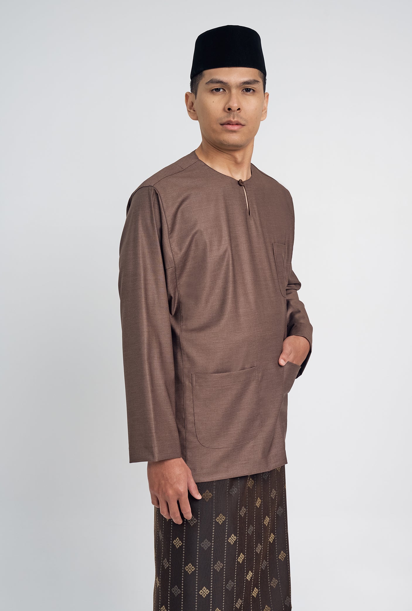 Patawali Classic Fit Baju Melayu Teluk Belanga - Espresso