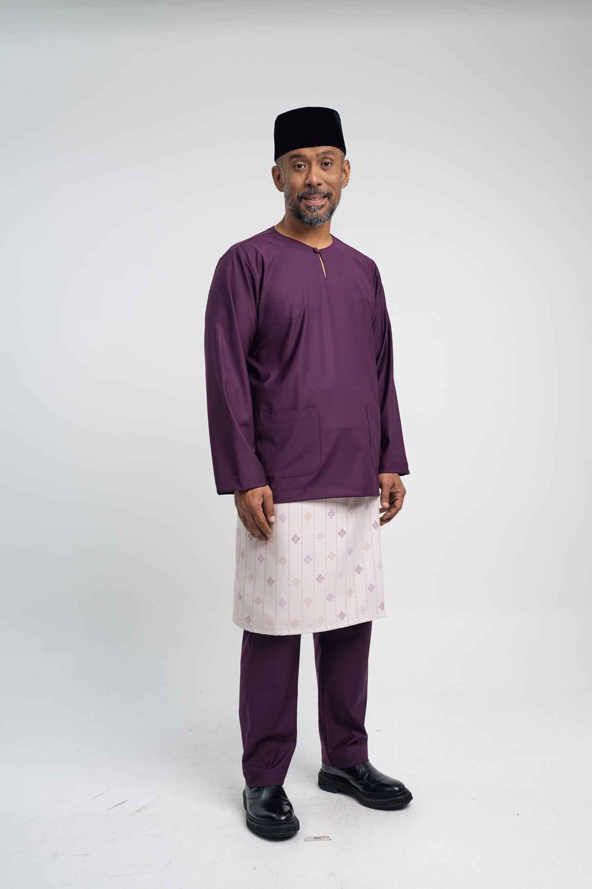 Patawali Modern Fit Baju Melayu Teluk Belanga - Dark Purple