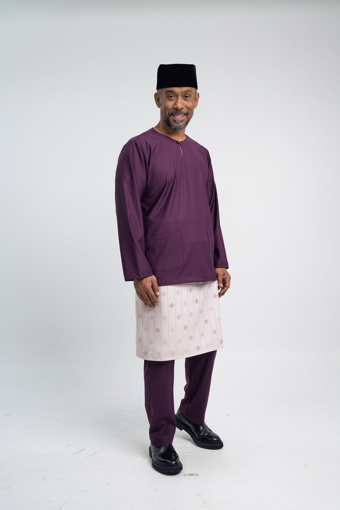 Patawali Modern Fit Baju Melayu Teluk Belanga - Dark Purple
