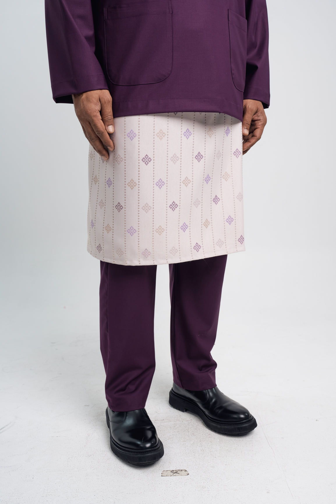 Patawali Modern Fit Baju Melayu Teluk Belanga - Dark Purple