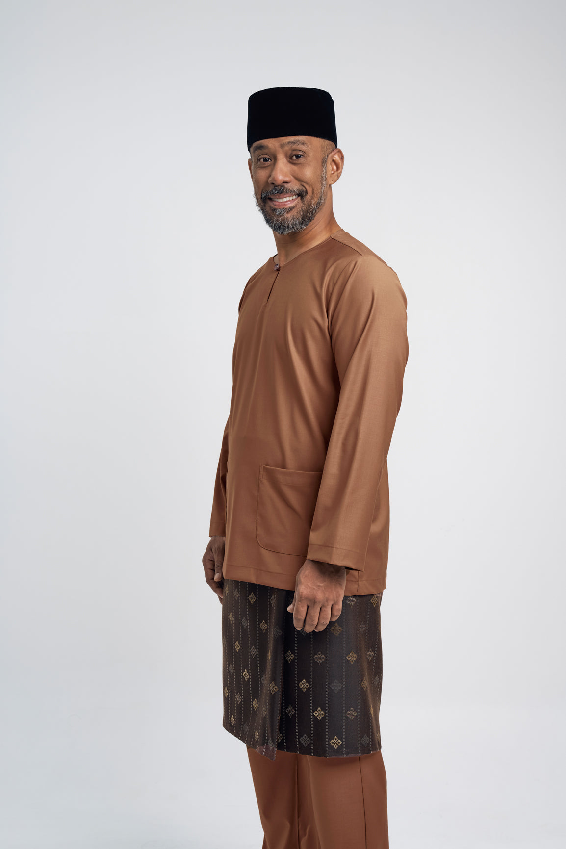 Patawali Modern Fit Baju Melayu Teluk Belanga - Coffee Brown