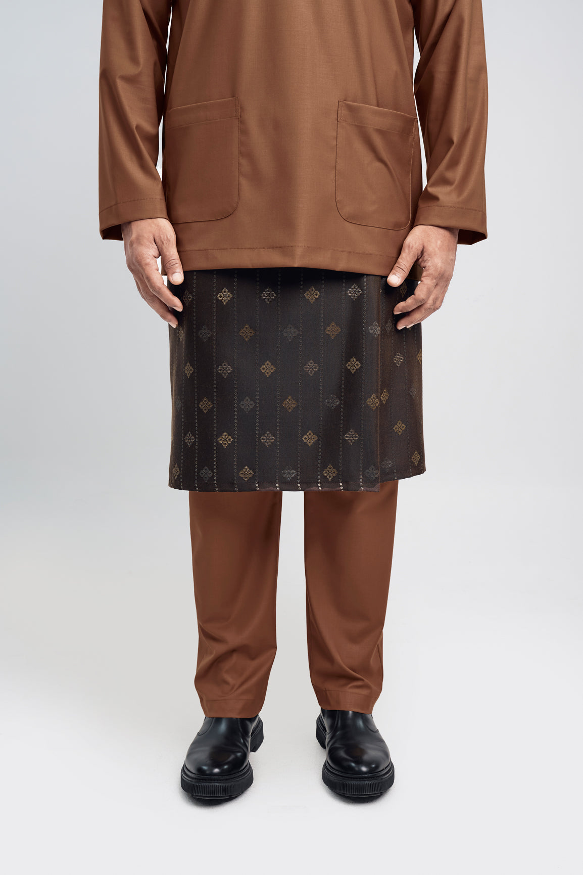 Patawali Modern Fit Baju Melayu Teluk Belanga - Coffee Brown