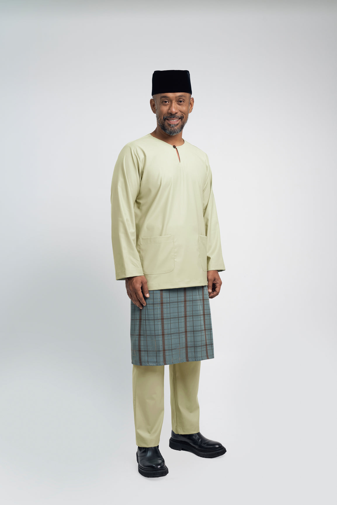 Patawali Modern Fit Baju Melayu Teluk Belanga - Honeydew