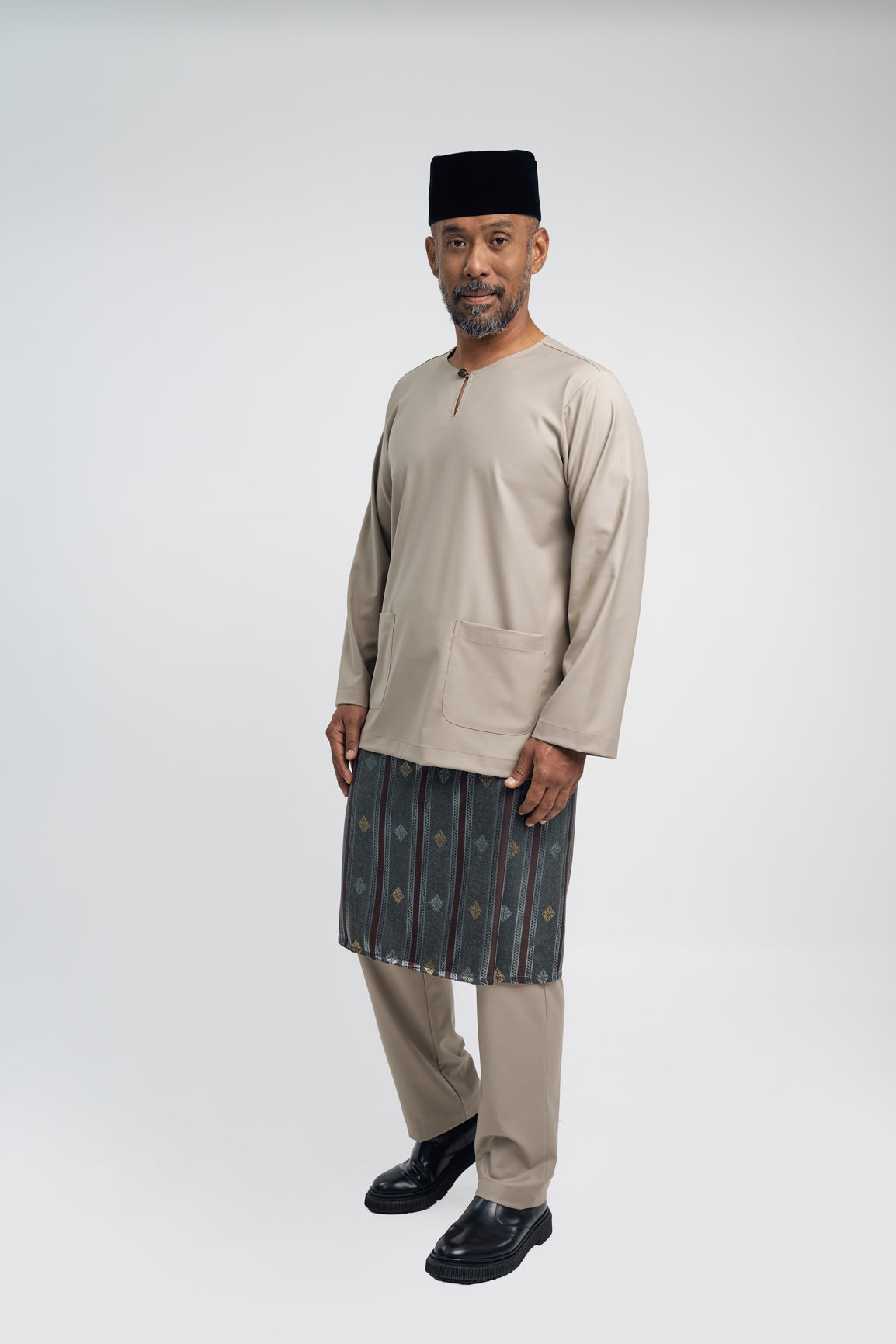 Patawali Modern Fit Baju Melayu Teluk Belanga - Light Olive