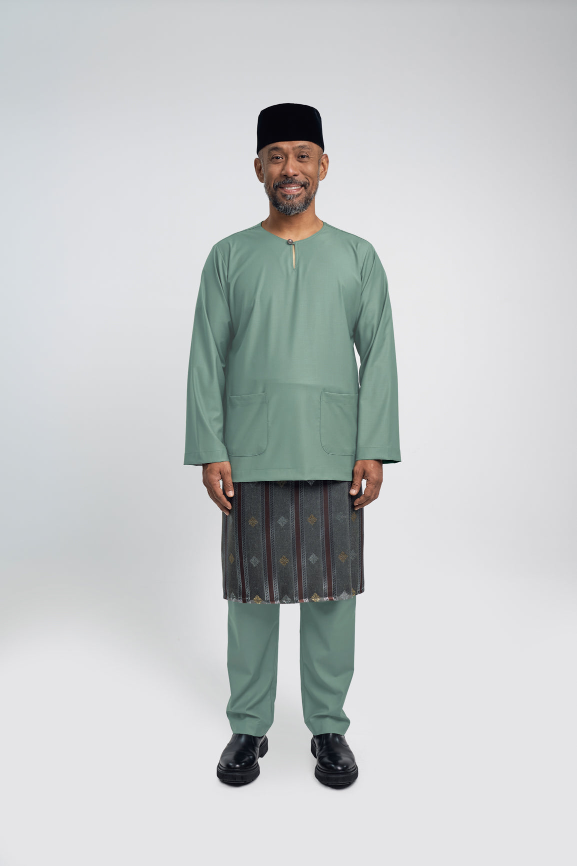 Patawali Modern Fit Baju Melayu Teluk Belanga - Grass Green