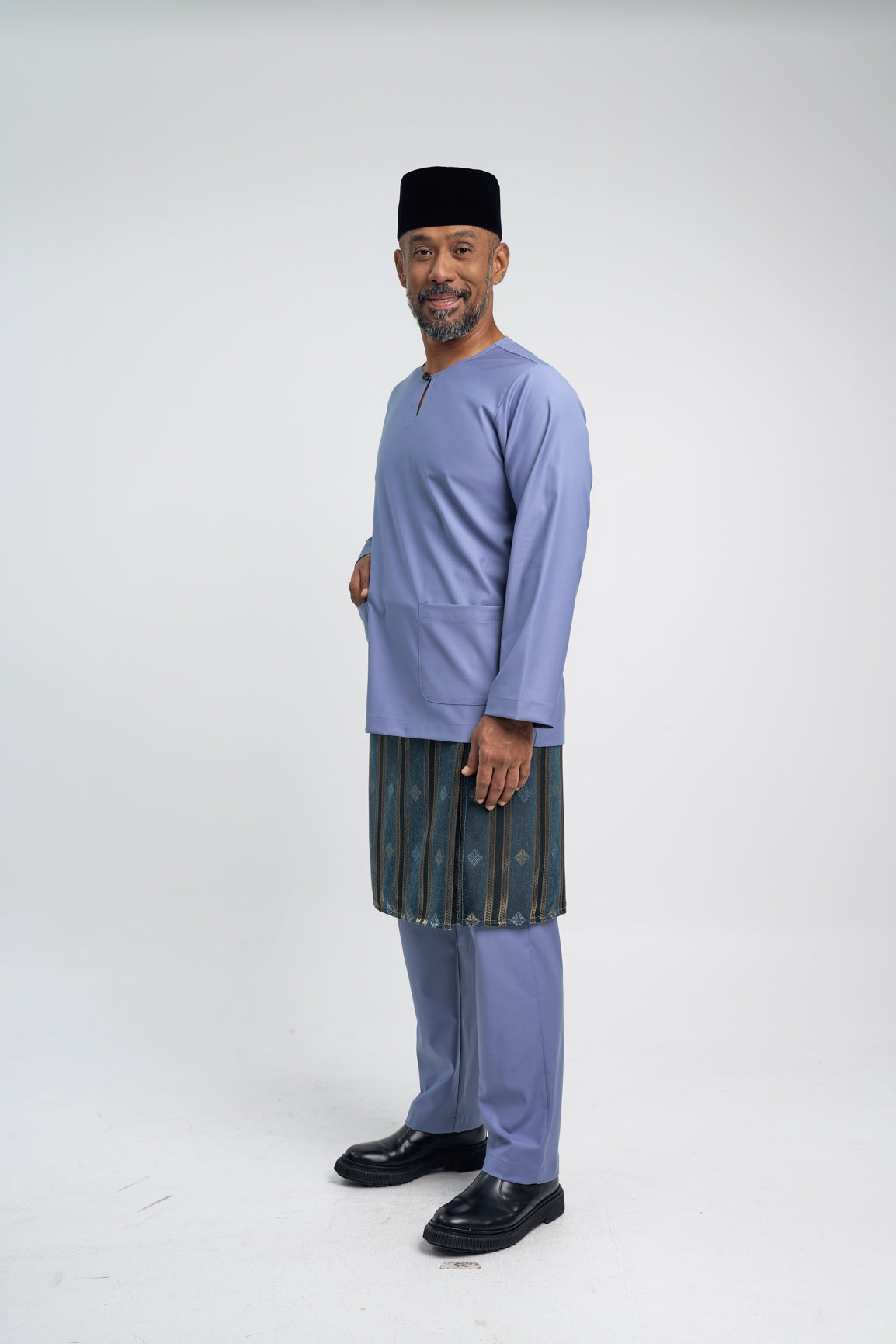 Patawali Modern Fit Baju Melayu Teluk Belanga - Stone Blue