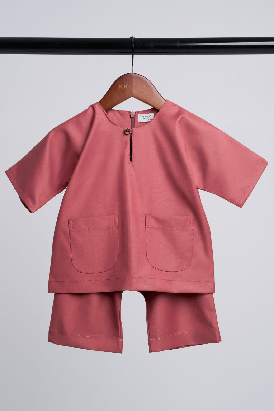 Patawali Baby Boys Baju Melayu Teluk Belanga - Dark Rose