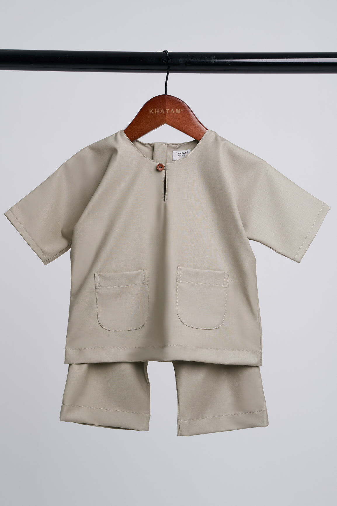 Patawali Baby Boys Baju Melayu Teluk Belanga - Light Khaki