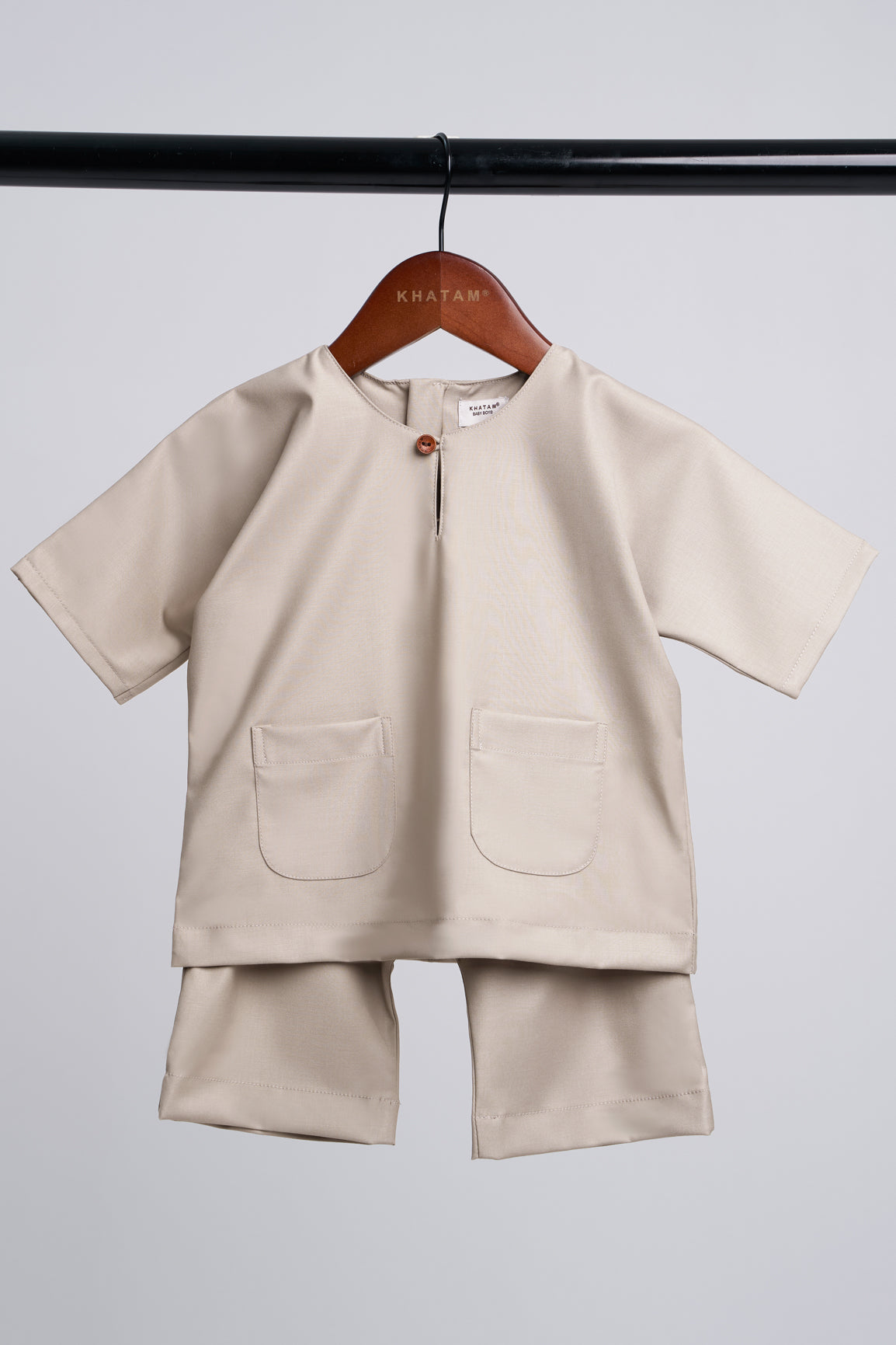 Patawali Baby Boys Baju Melayu Teluk Belanga - Light Taupe