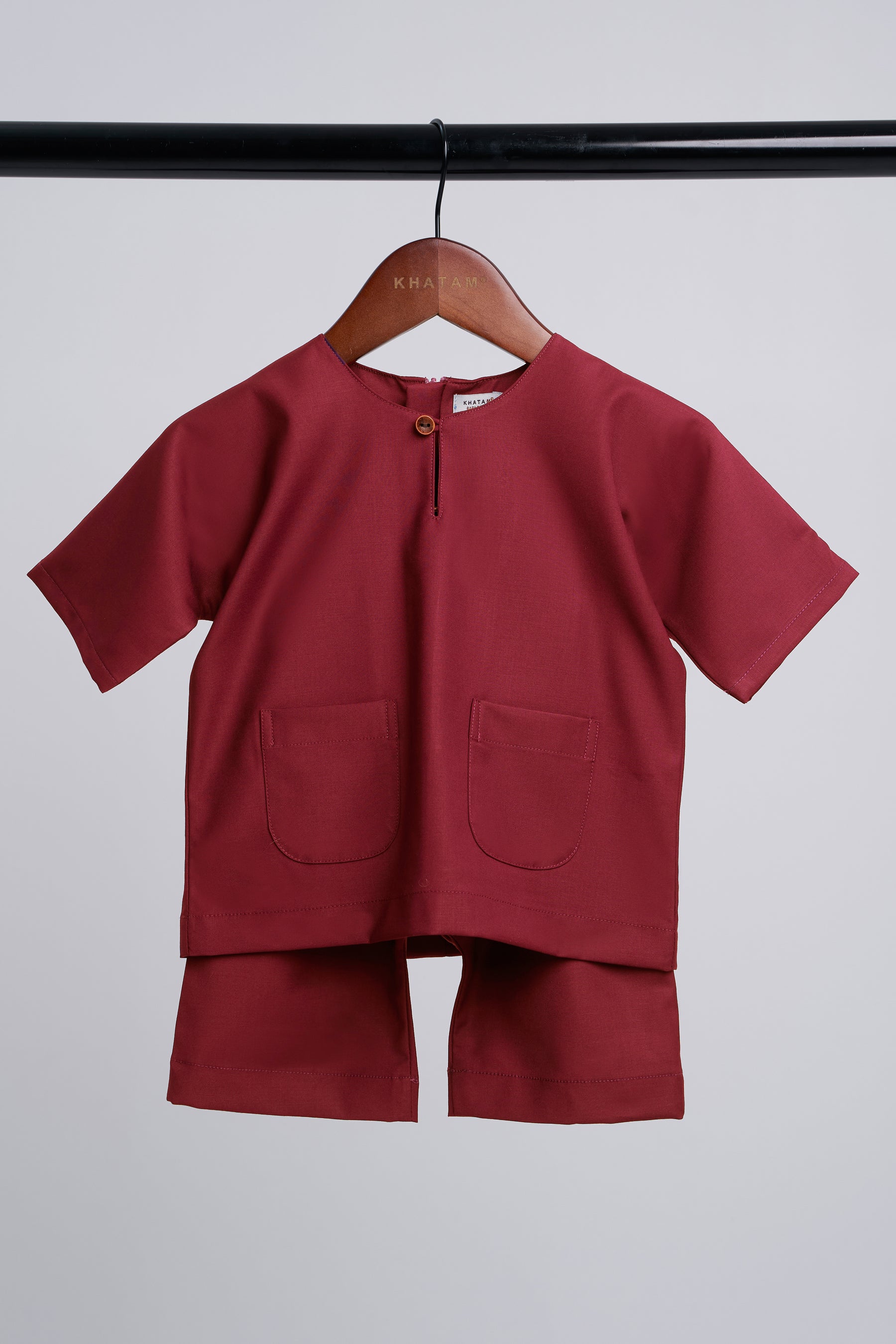 Patawali Baby Boys Baju Melayu Teluk Belanga - Mahogany Red
