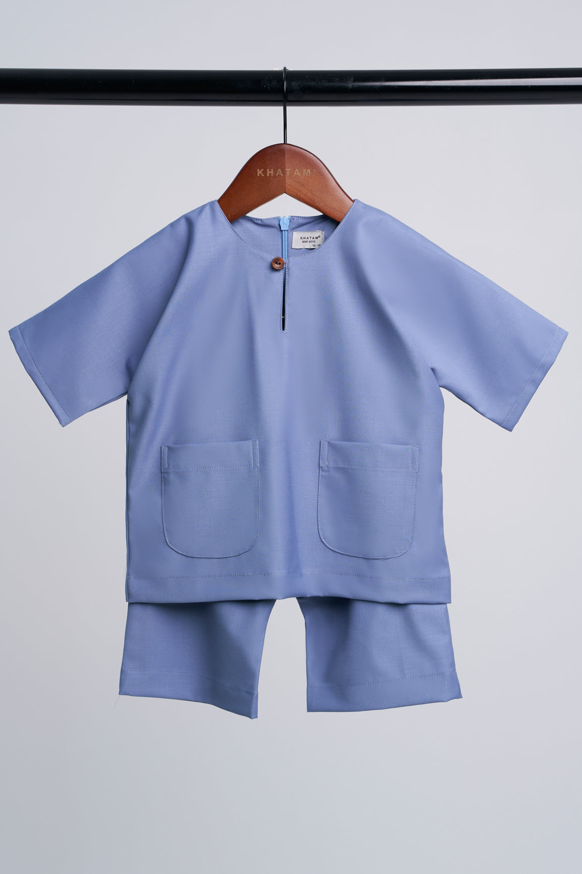 Patawali Baby Boys Baju Melayu Teluk Belanga - Stone Blue