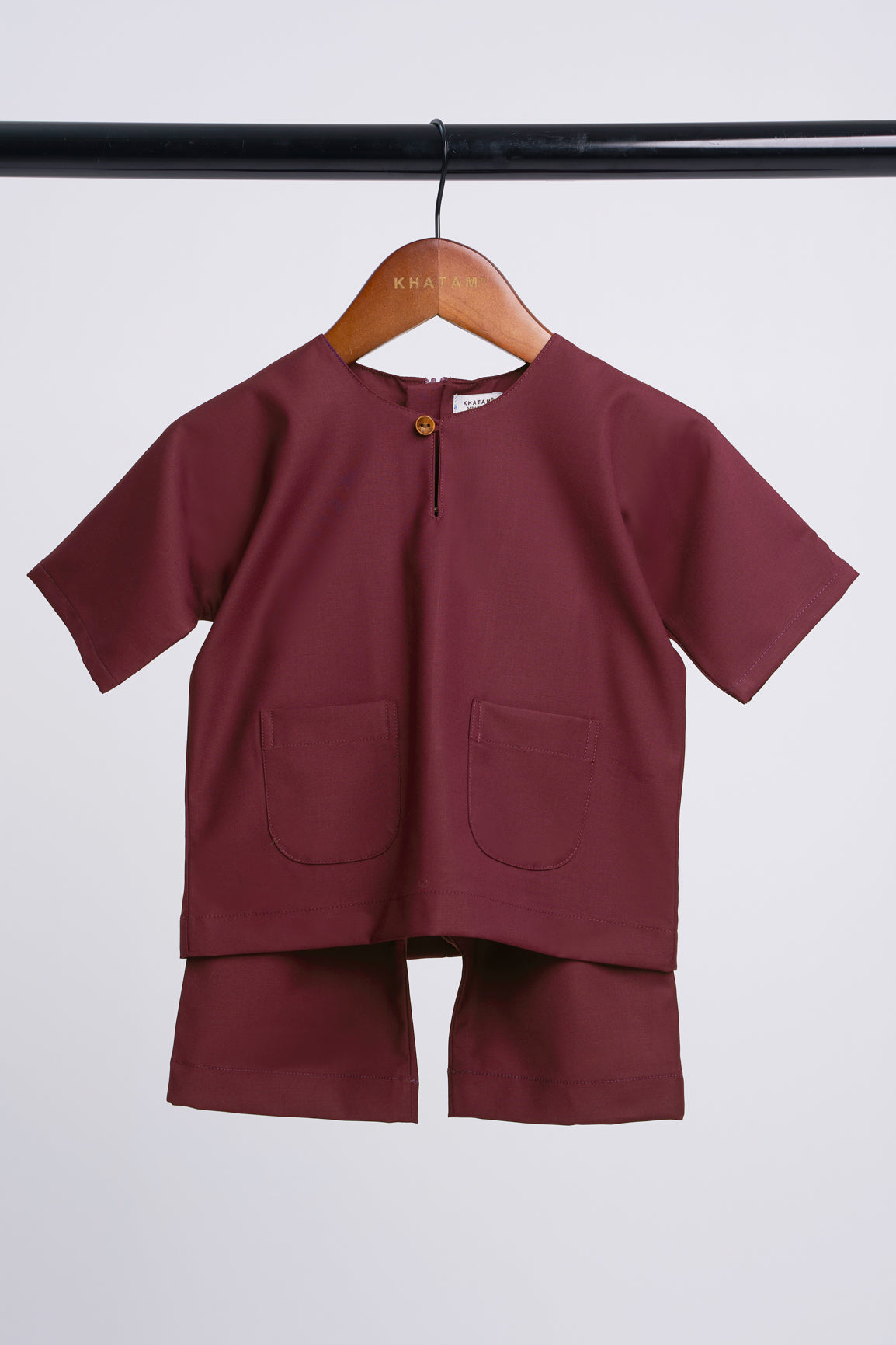 Patawali Baby Boys Baju Melayu Teluk Belanga - Burgundy Red
