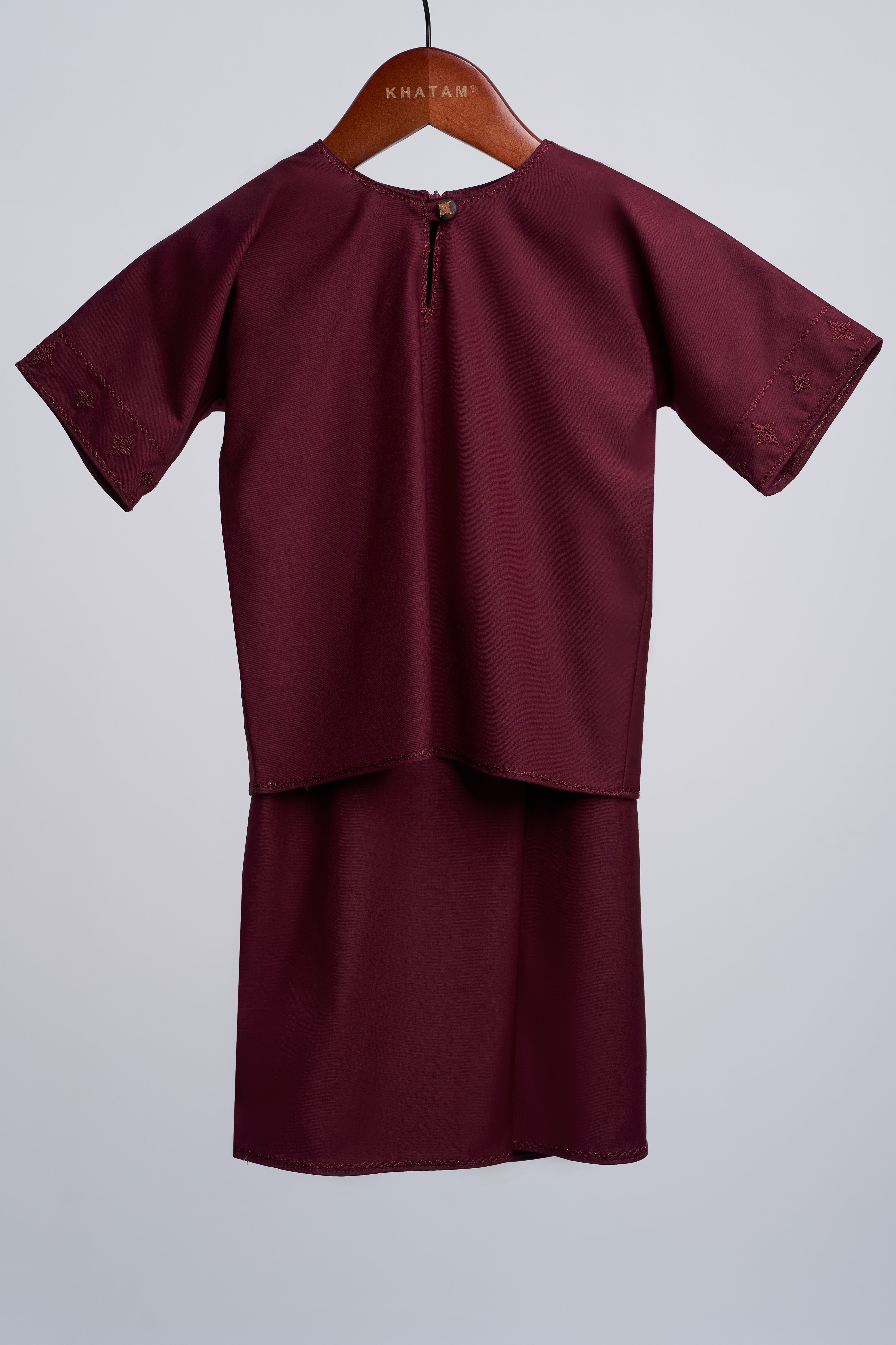 Patawali Baby Girls Baju Kurung - Burgundy Red