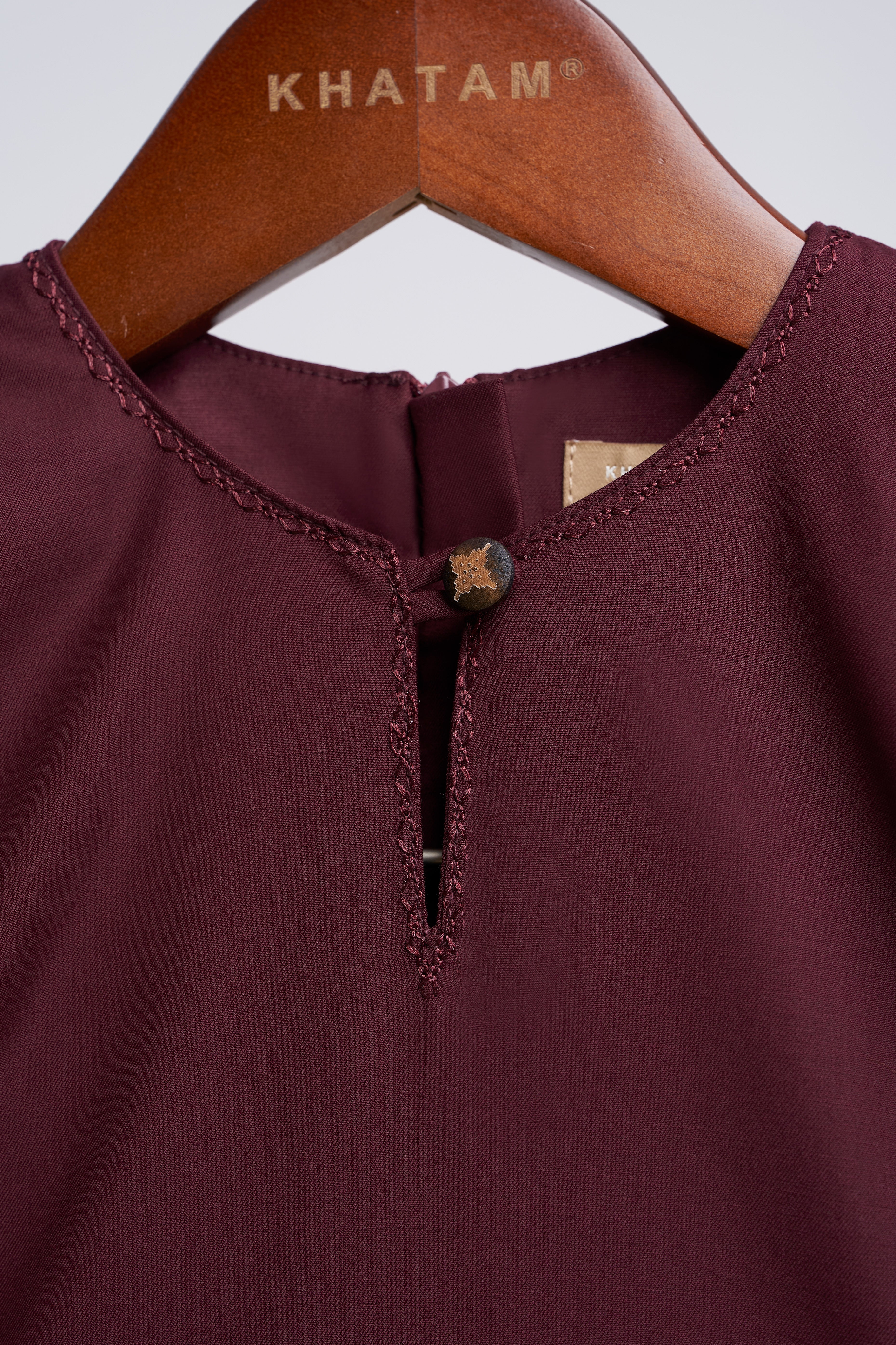 Patawali Baby Girls Baju Kurung - Burgundy Red