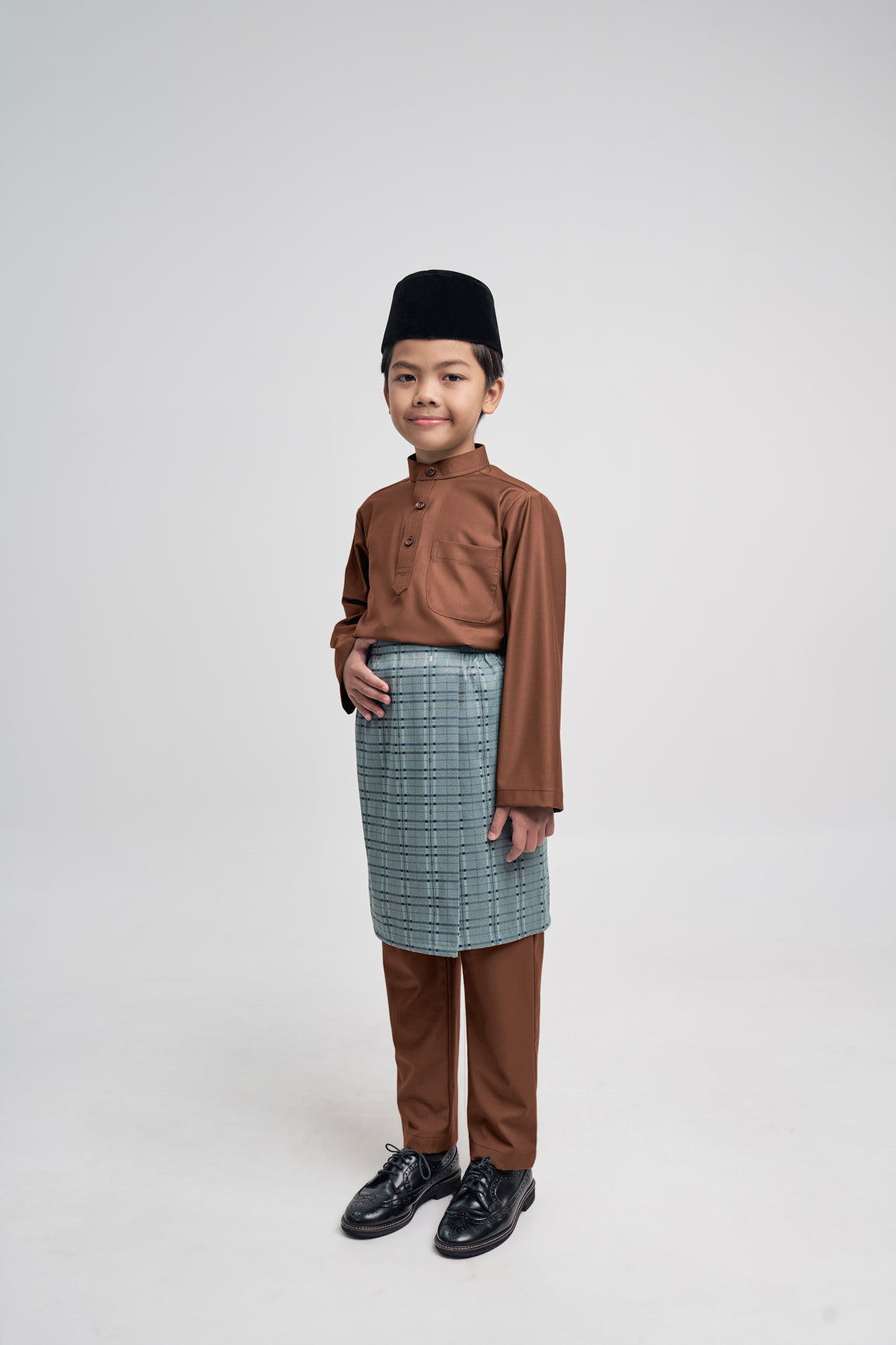 Patawali Boys Baju Melayu Cekak Musang - Coffee Brown