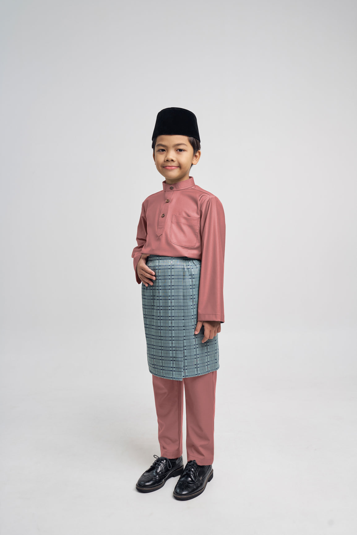 Patawali Boys Baju Melayu Cekak Musang - Smokey Pink