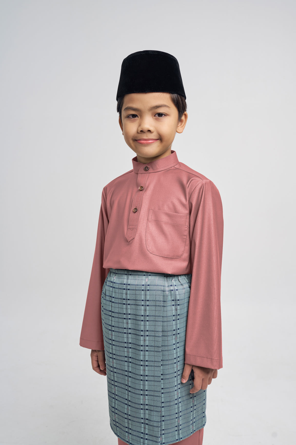 Patawali Boys Baju Melayu Cekak Musang - Smokey Pink
