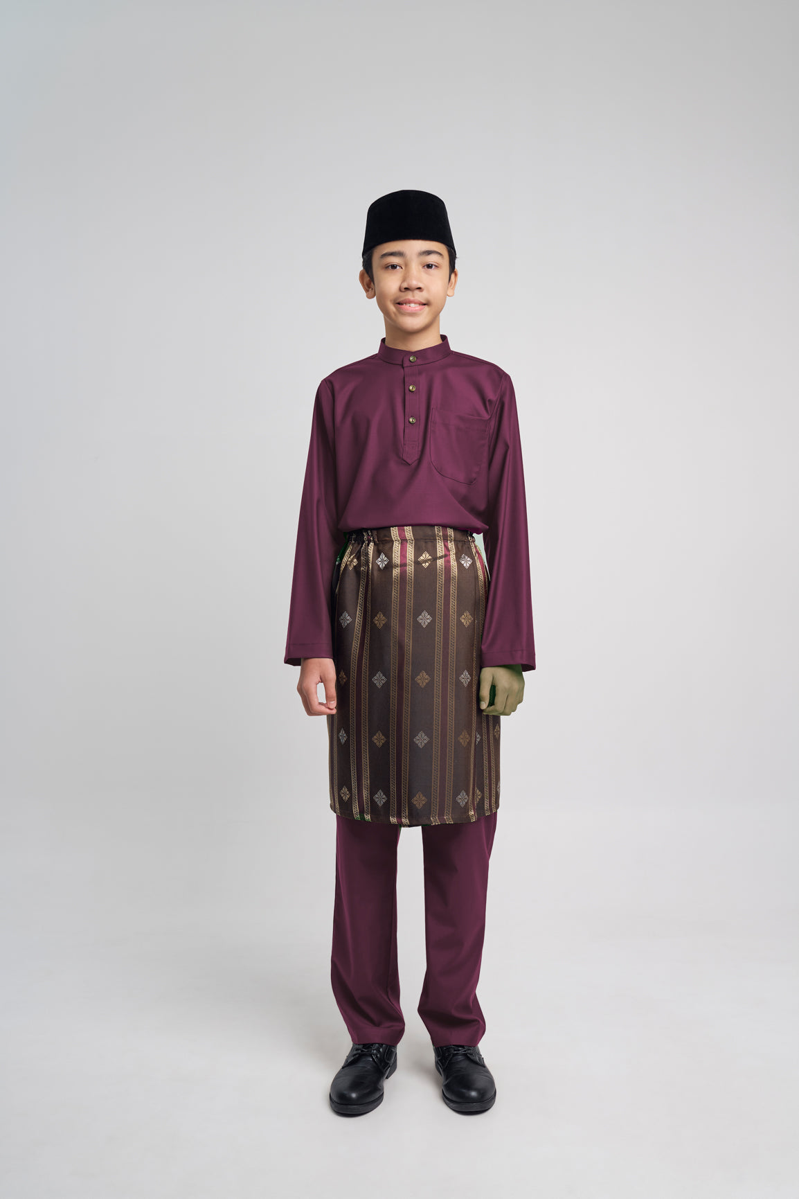 Patawali Boys Baju Melayu Cekak Musang - Purple Manggis