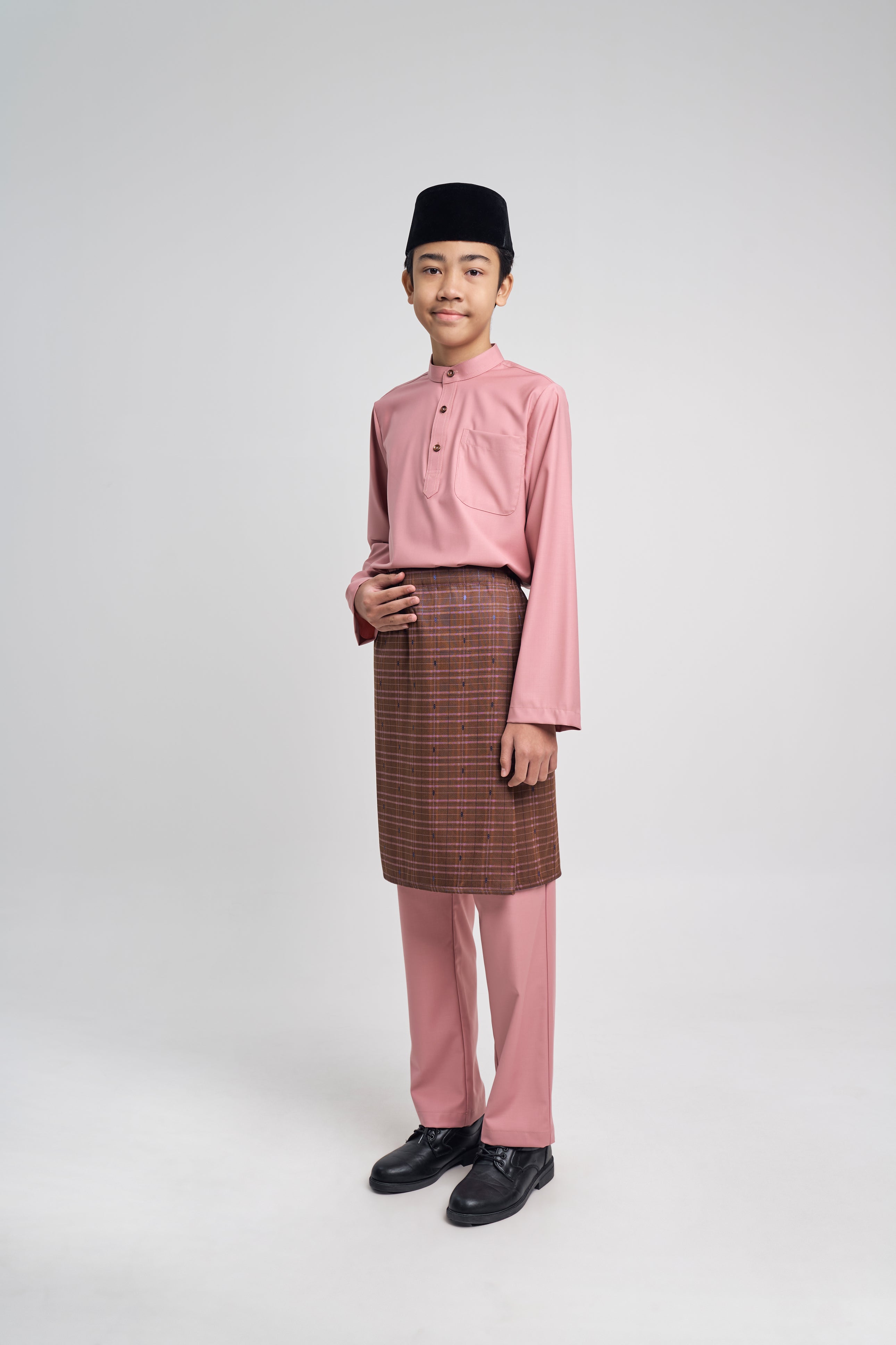 Patawali Boys Baju Melayu Cekak Musang - Dusty Pink