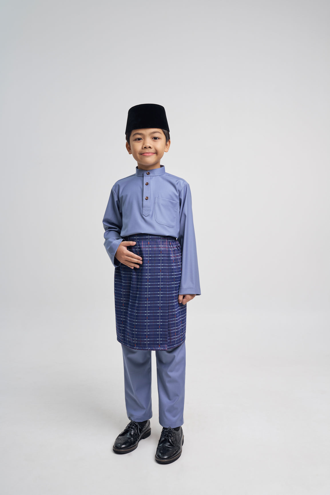 Patawali Boys Baju Melayu Cekak Musang - Stone Blue