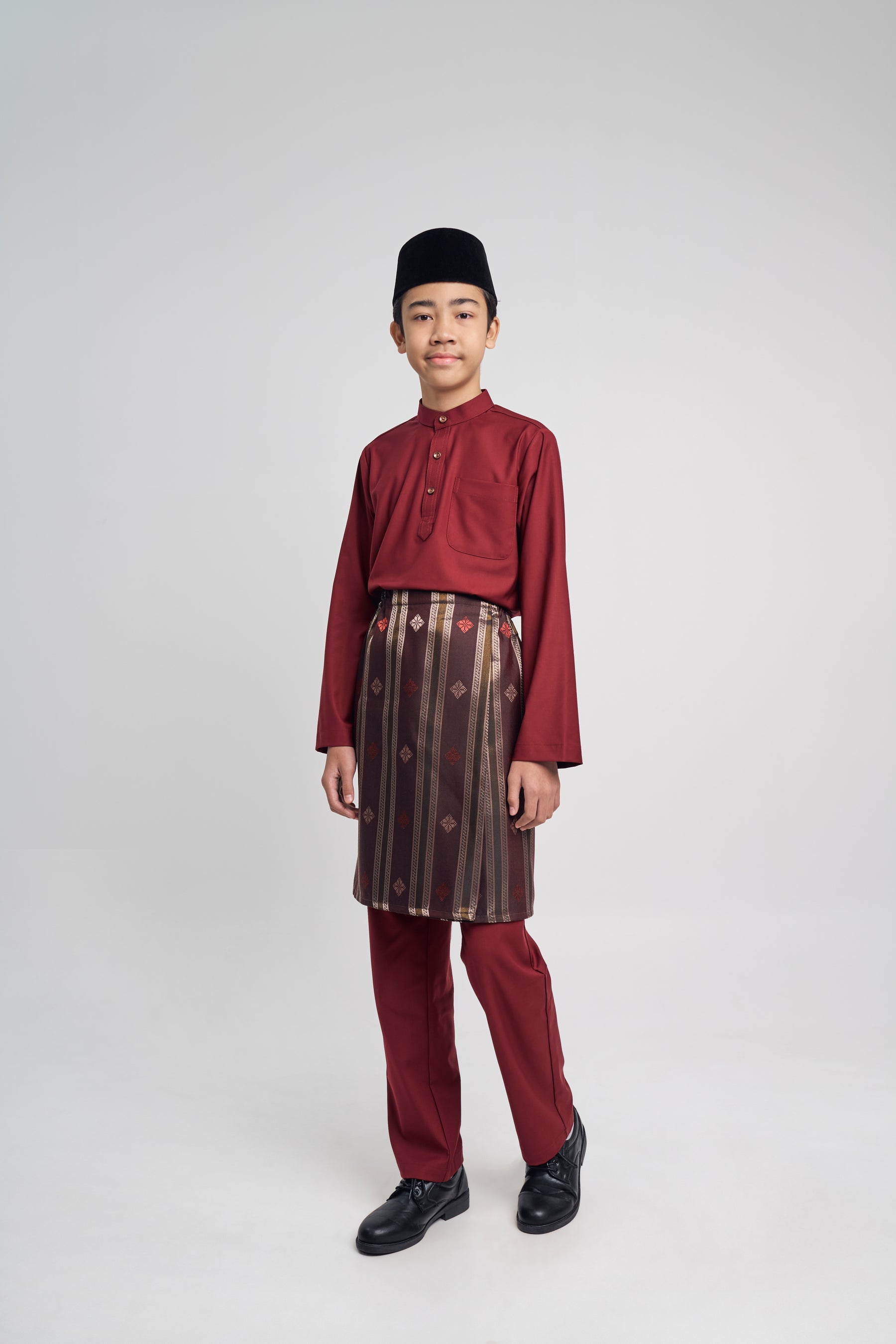Patawali Boys Baju Melayu Cekak Musang - Mahogany Red