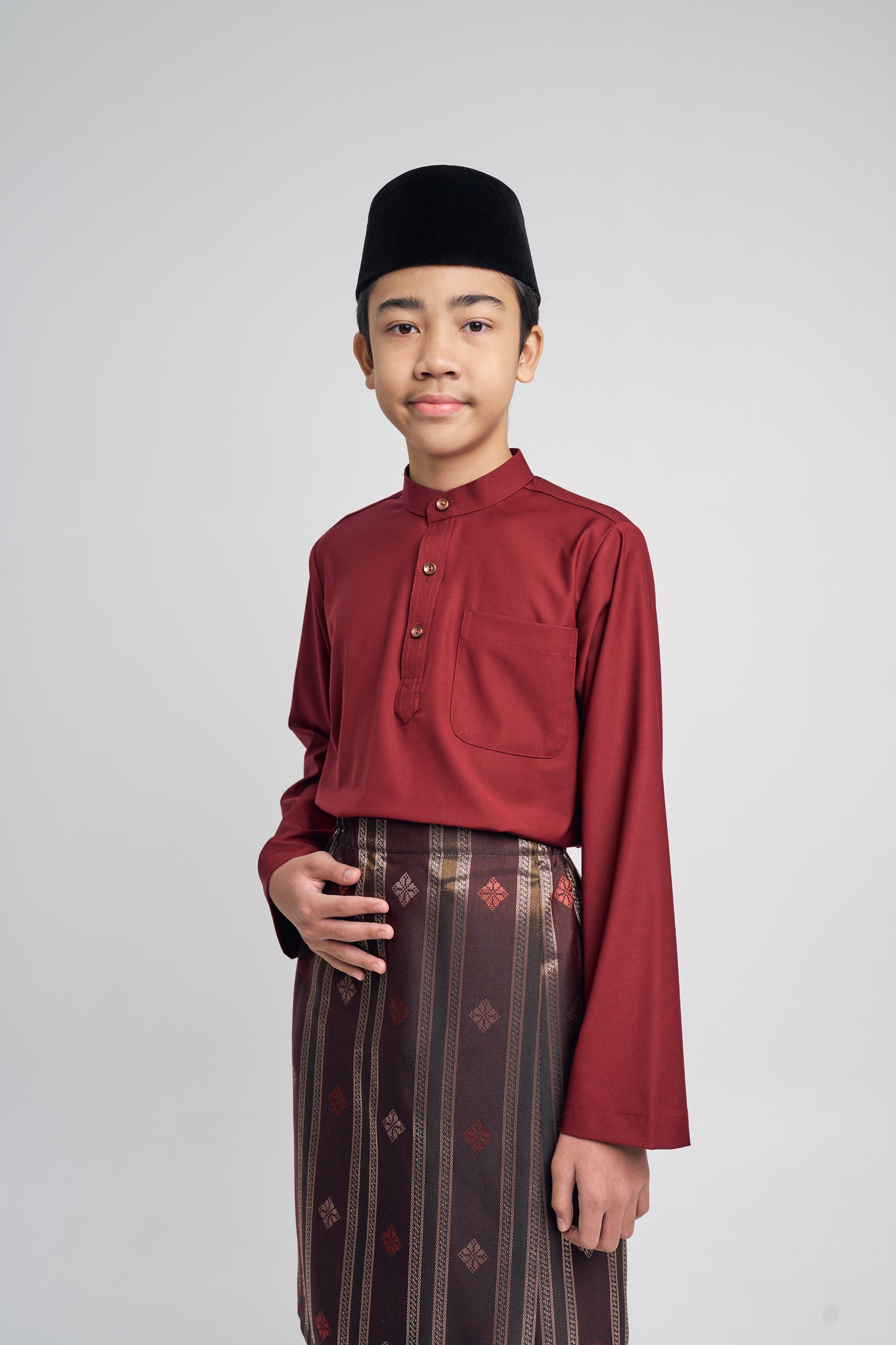 Patawali Boys Baju Melayu Cekak Musang - Mahogany Red