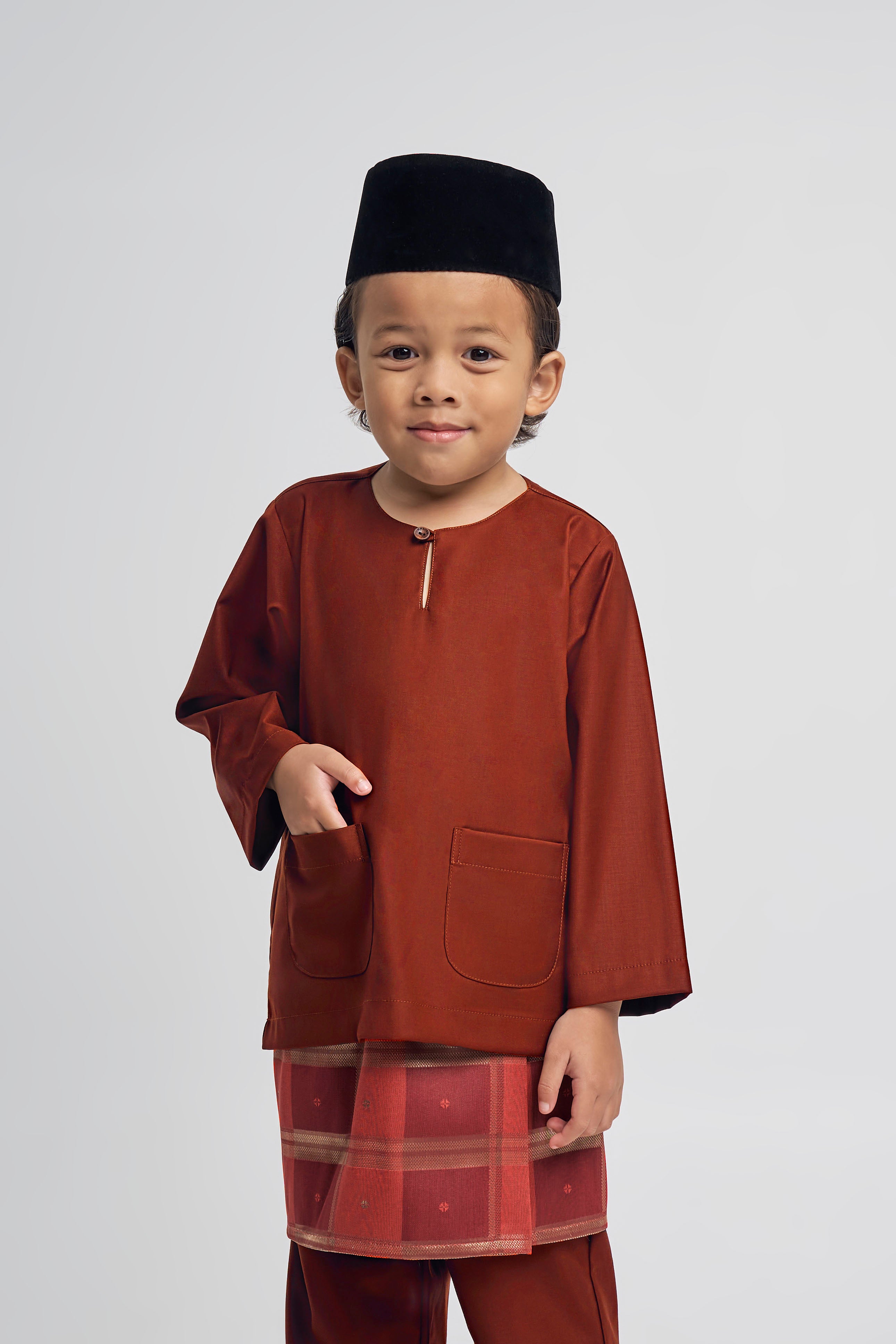 Patawali Boys Baju Melayu Teluk Belanga - Bean Brown