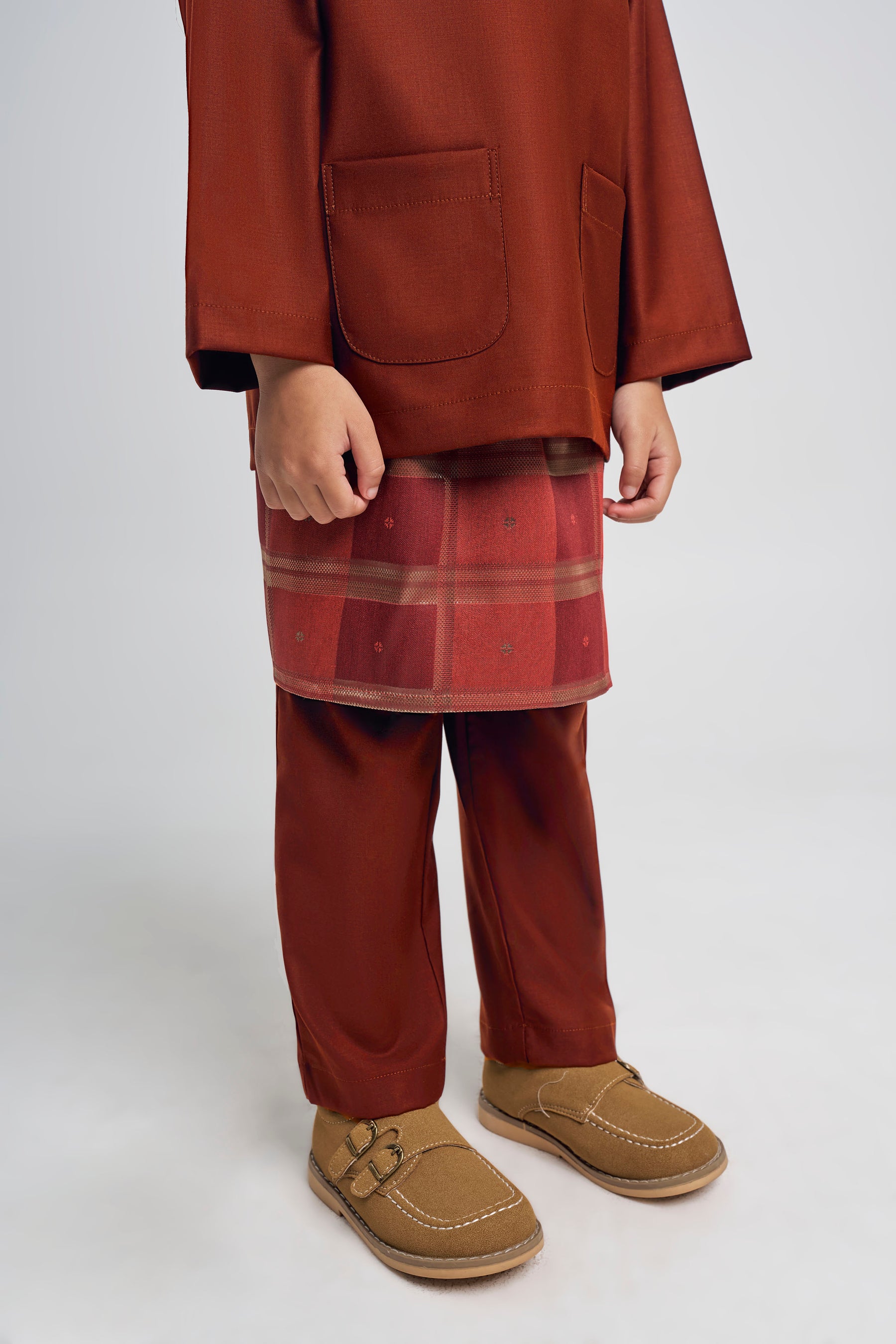 Patawali Boys Baju Melayu Teluk Belanga - Bean Brown