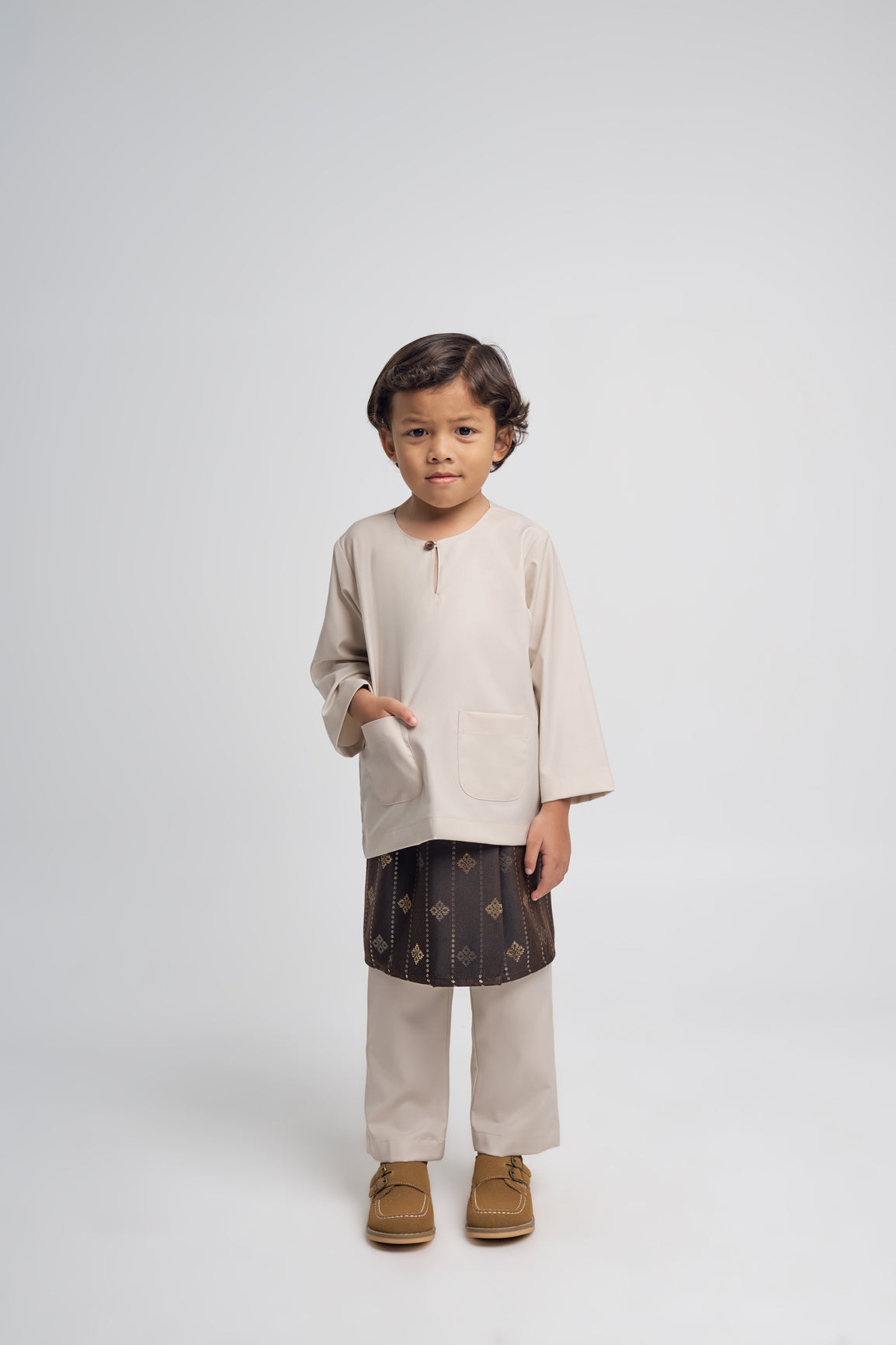 Patawali Boys Baju Melayu Teluk Belanga - Light Khaki