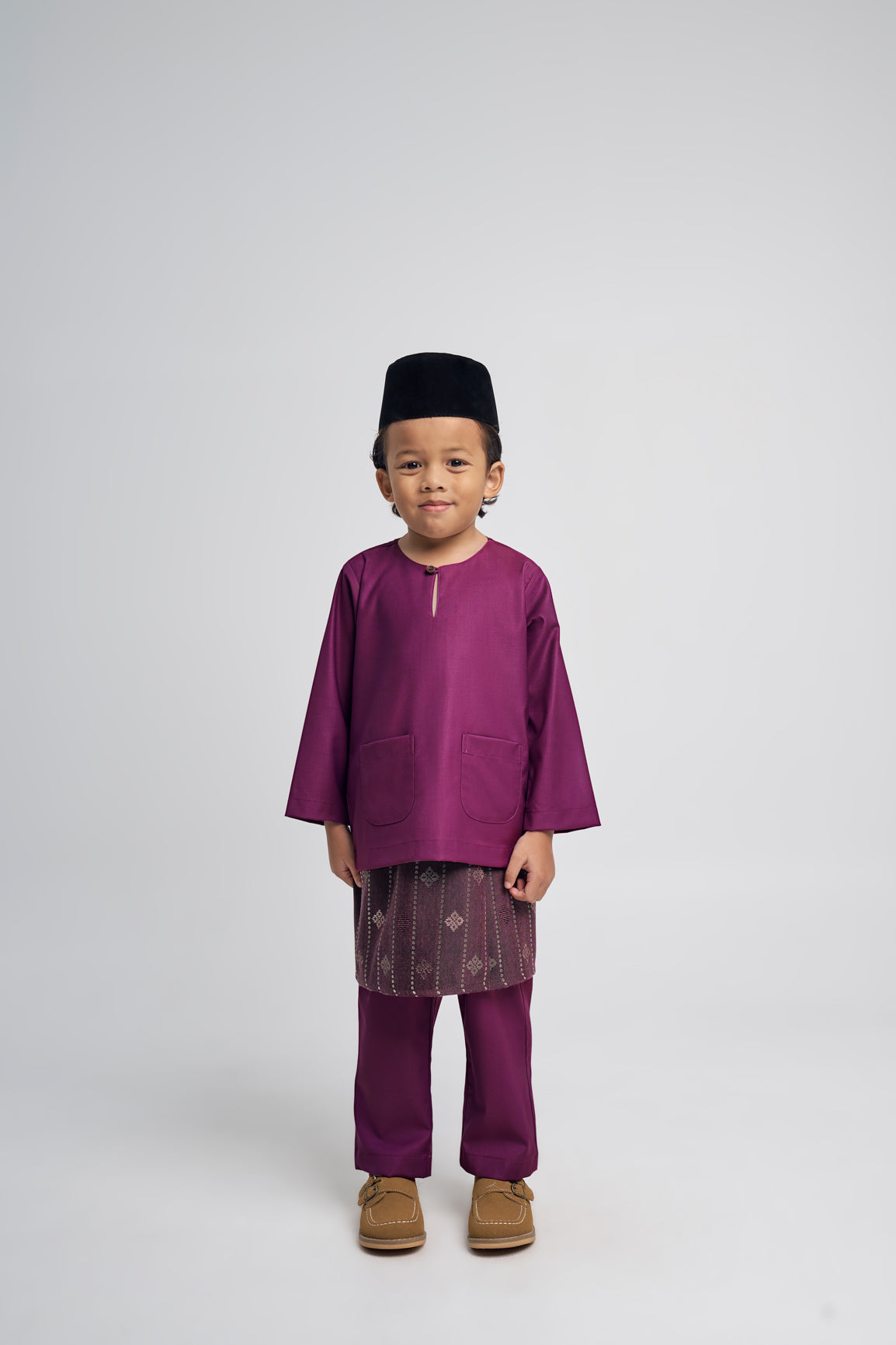 Patawali Boys Baju Melayu Teluk Belanga - Purple Manggis