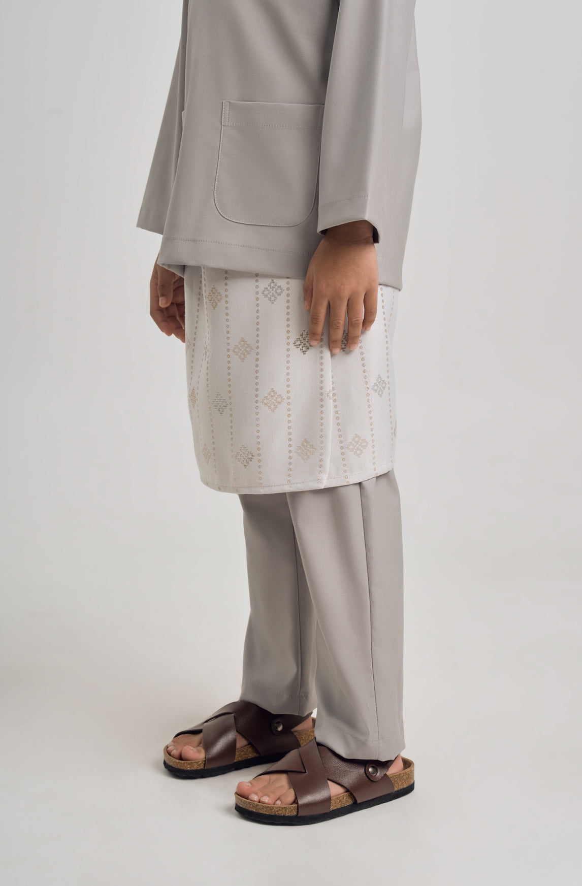 Patawali Boys Baju Melayu Teluk Belanga - Ash Grey
