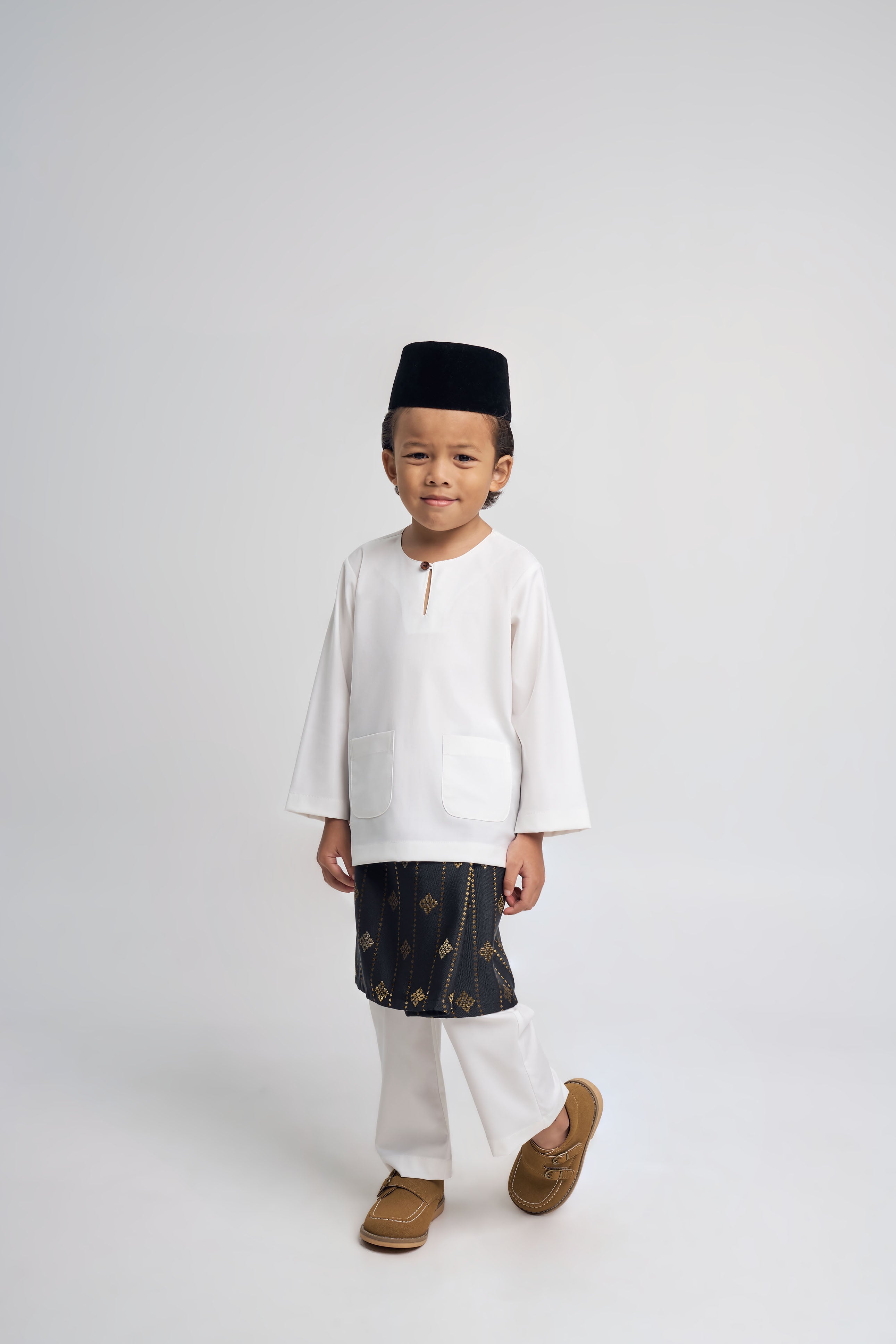 Patawali Boys Baju Melayu Teluk Belanga - Antique White