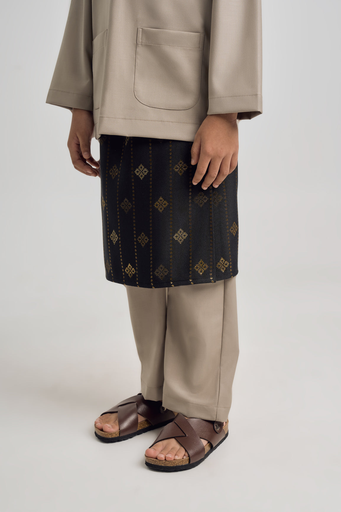 Patawali Boys Baju Melayu Teluk Belanga - Light Olive