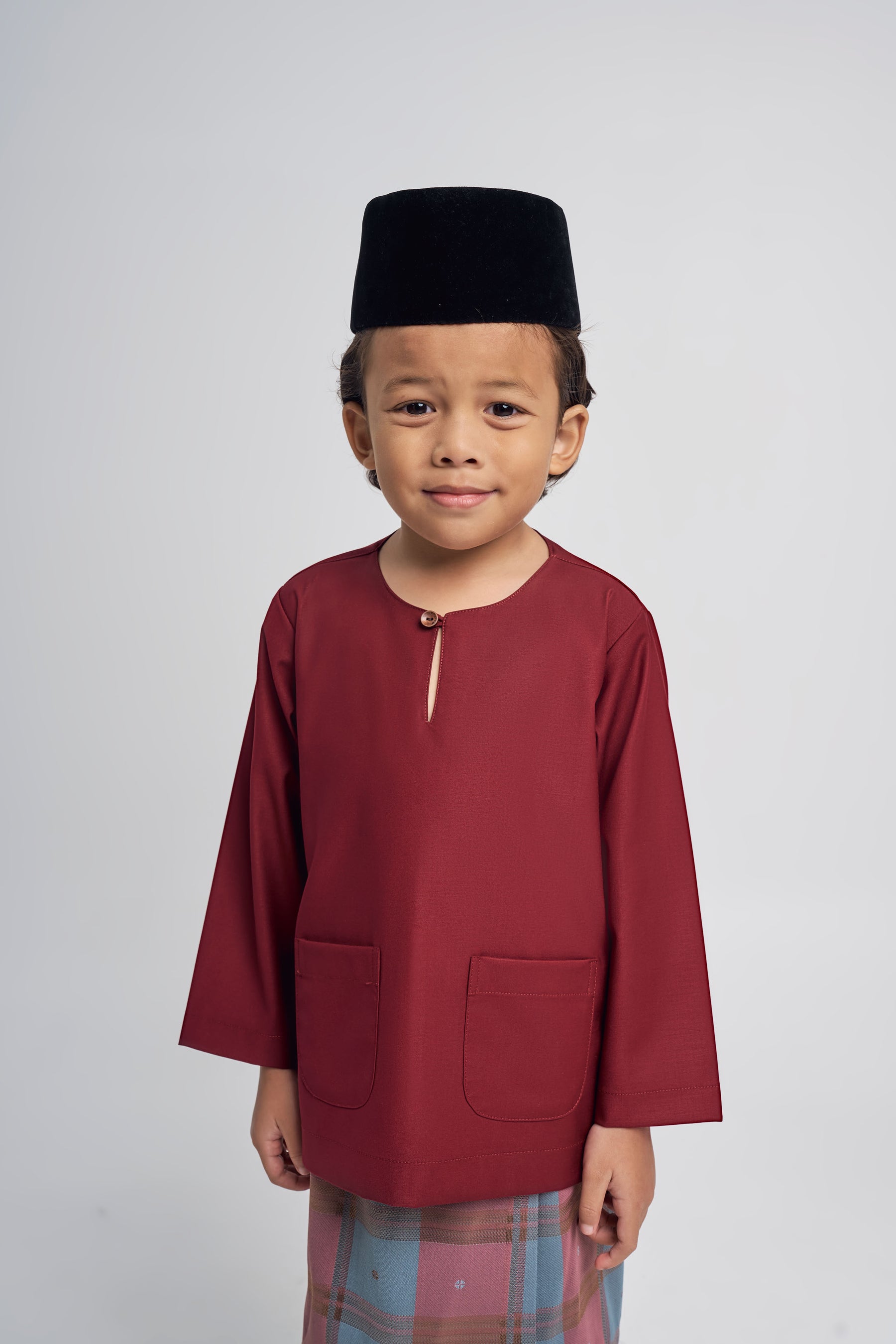 Patawali Boys Baju Melayu Teluk Belanga - Mahogany Red