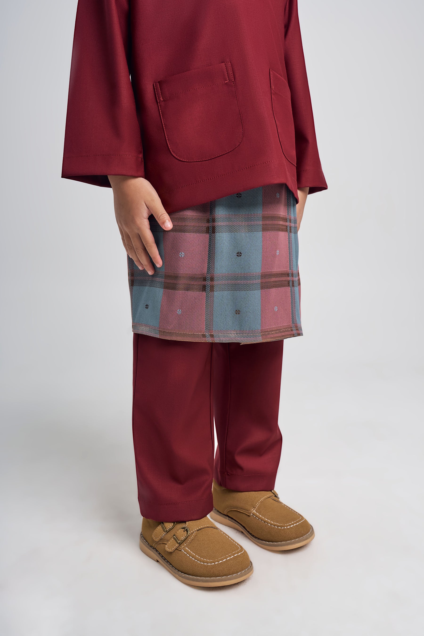 Patawali Boys Baju Melayu Teluk Belanga - Mahogany Red