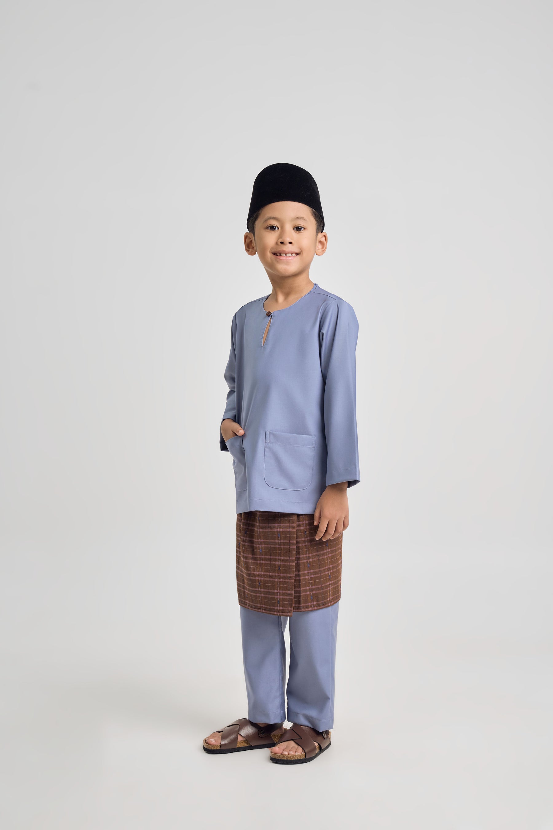 Patawali Boys Baju Melayu Teluk Belanga - Stone Blue