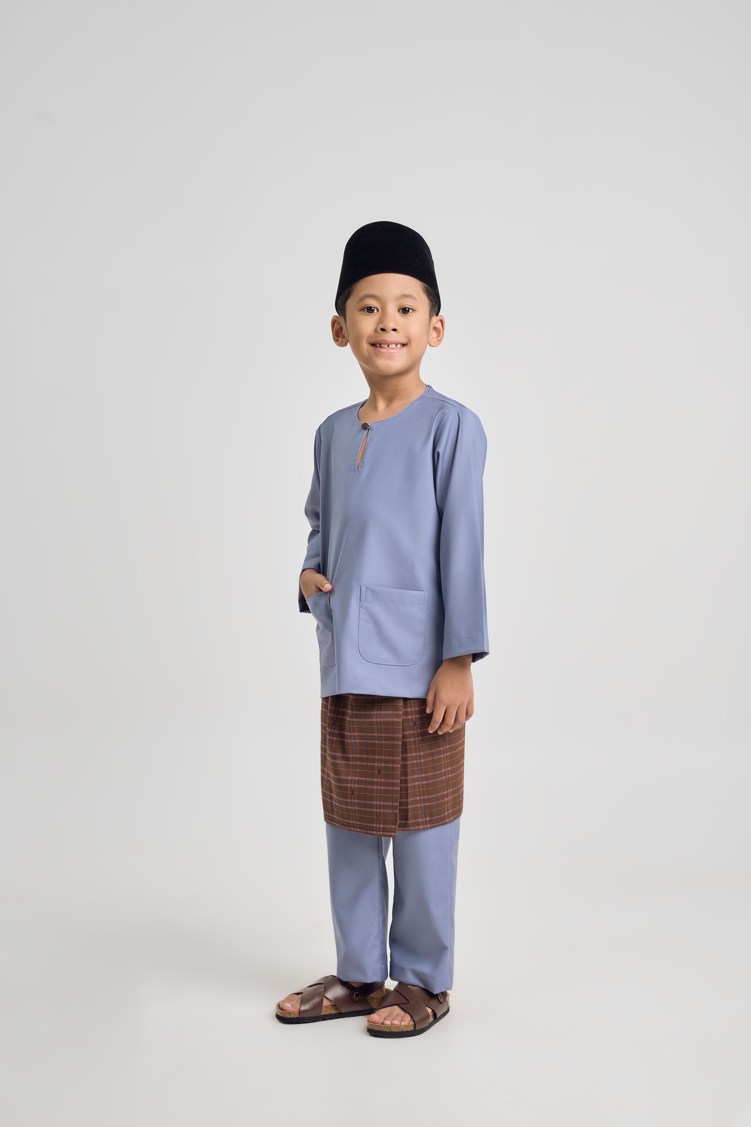 Patawali Boys Baju Melayu Teluk Belanga - Stone Blue