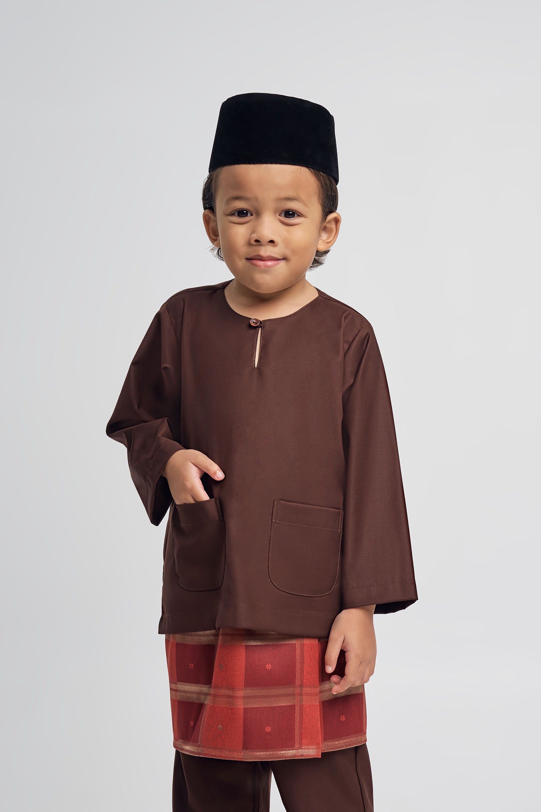 Patawali Boys Baju Melayu Teluk Belanga - Dark Brown