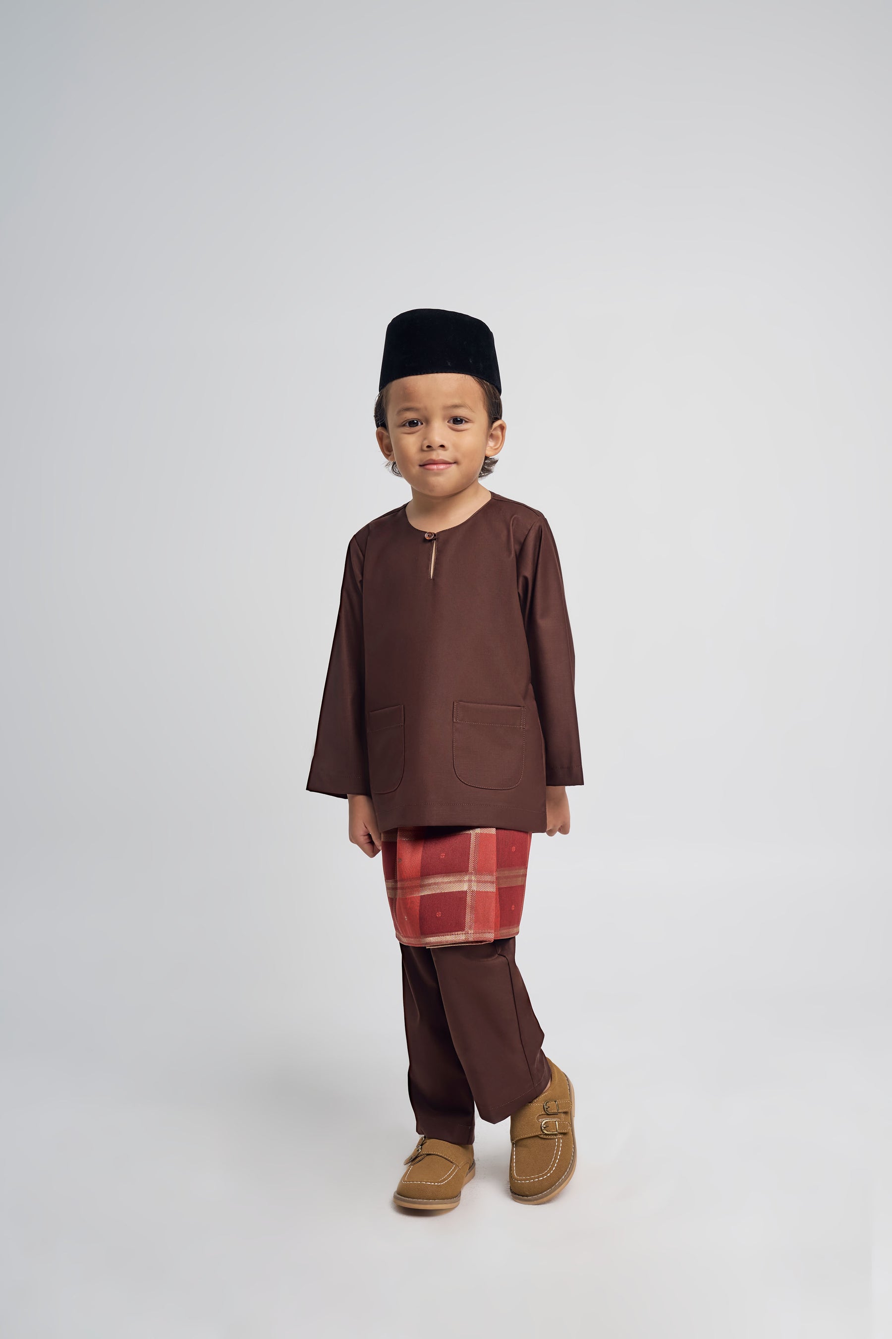 Patawali Boys Baju Melayu Teluk Belanga - Dark Brown