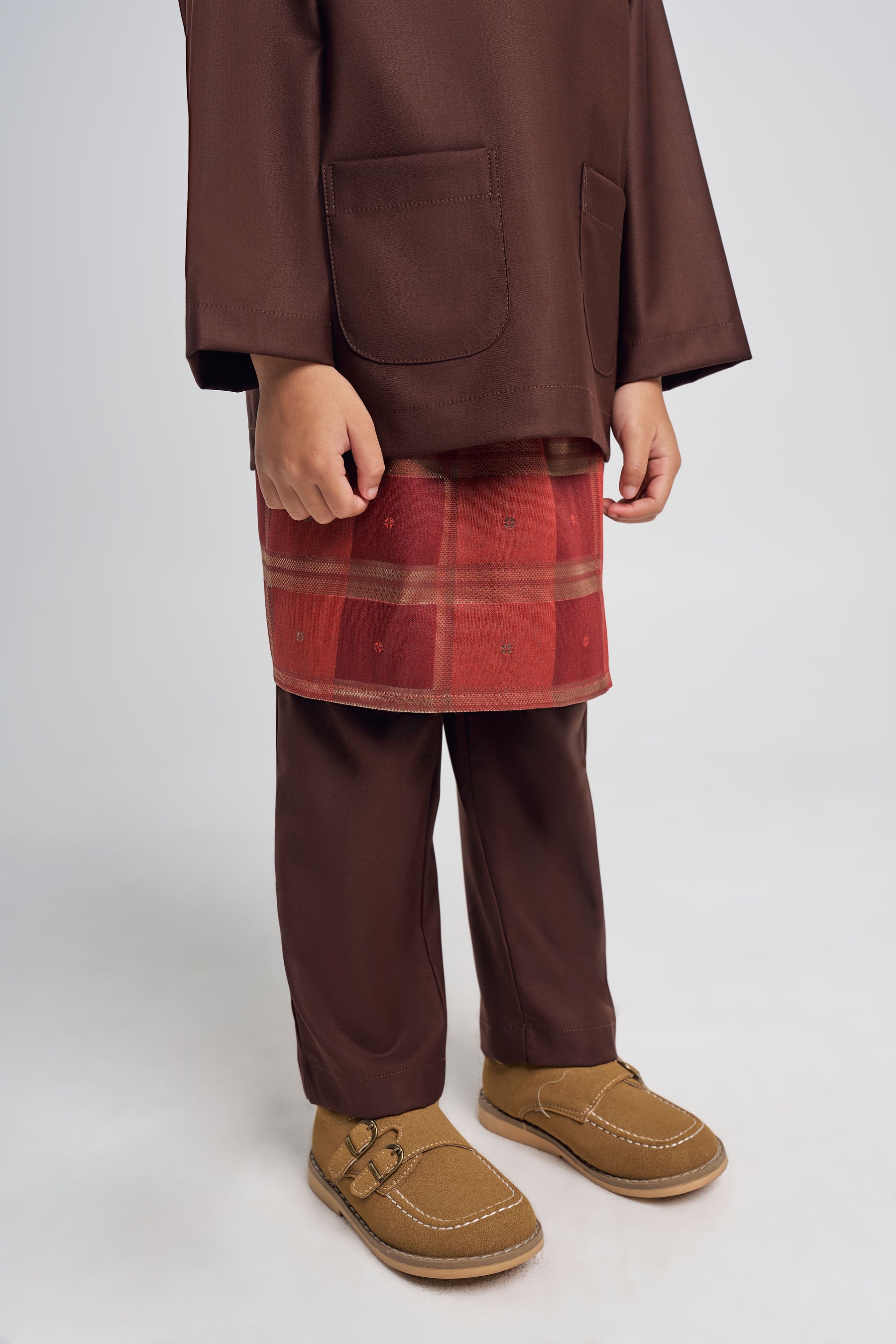 Patawali Boys Baju Melayu Teluk Belanga - Dark Brown