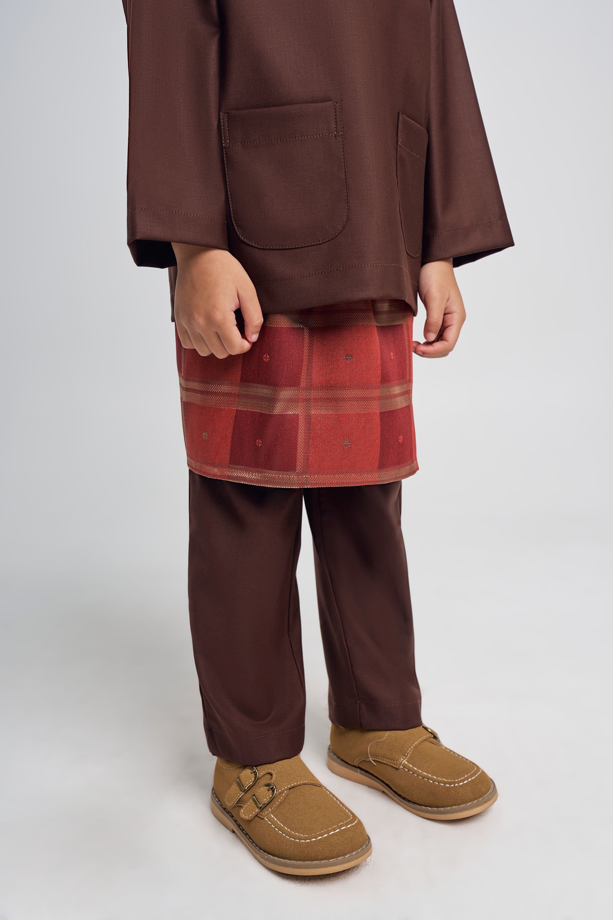 Patawali Boys Baju Melayu Teluk Belanga - Dark Brown