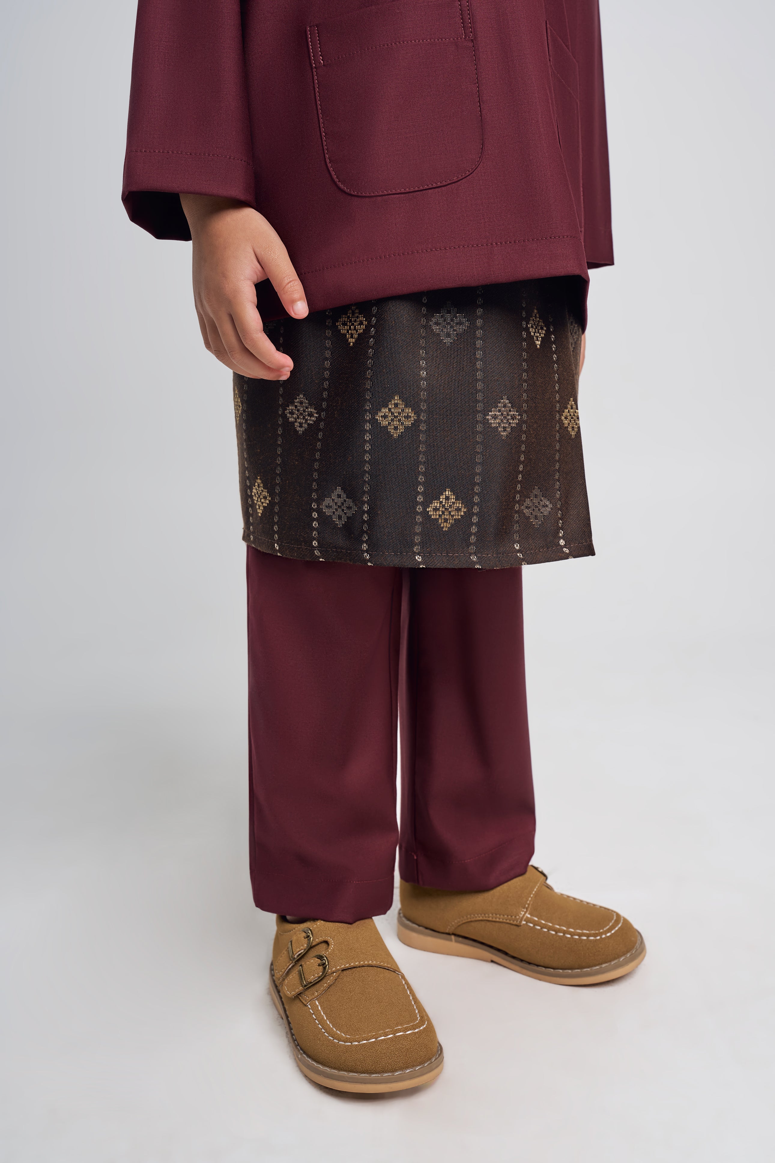 Patawali Boys Baju Melayu Teluk Belanga - Burgundy Red
