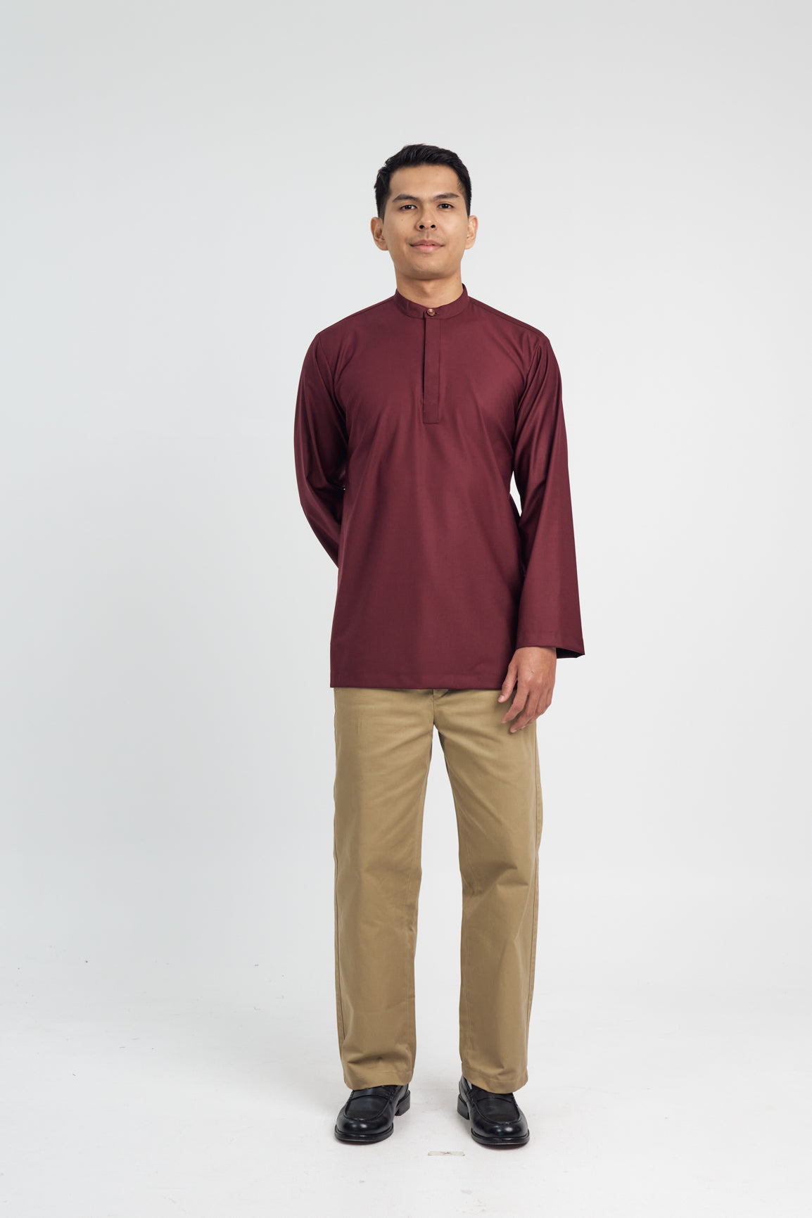 Patawali Collared Top - Burgundy Red