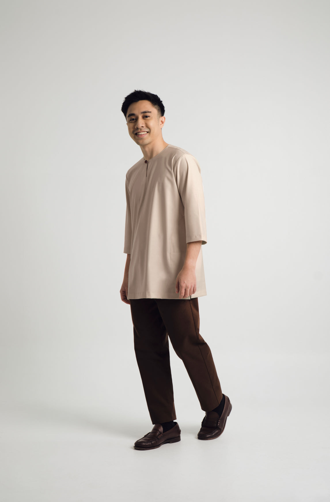 Patawali Three Quarter Sleeve Top - Beige