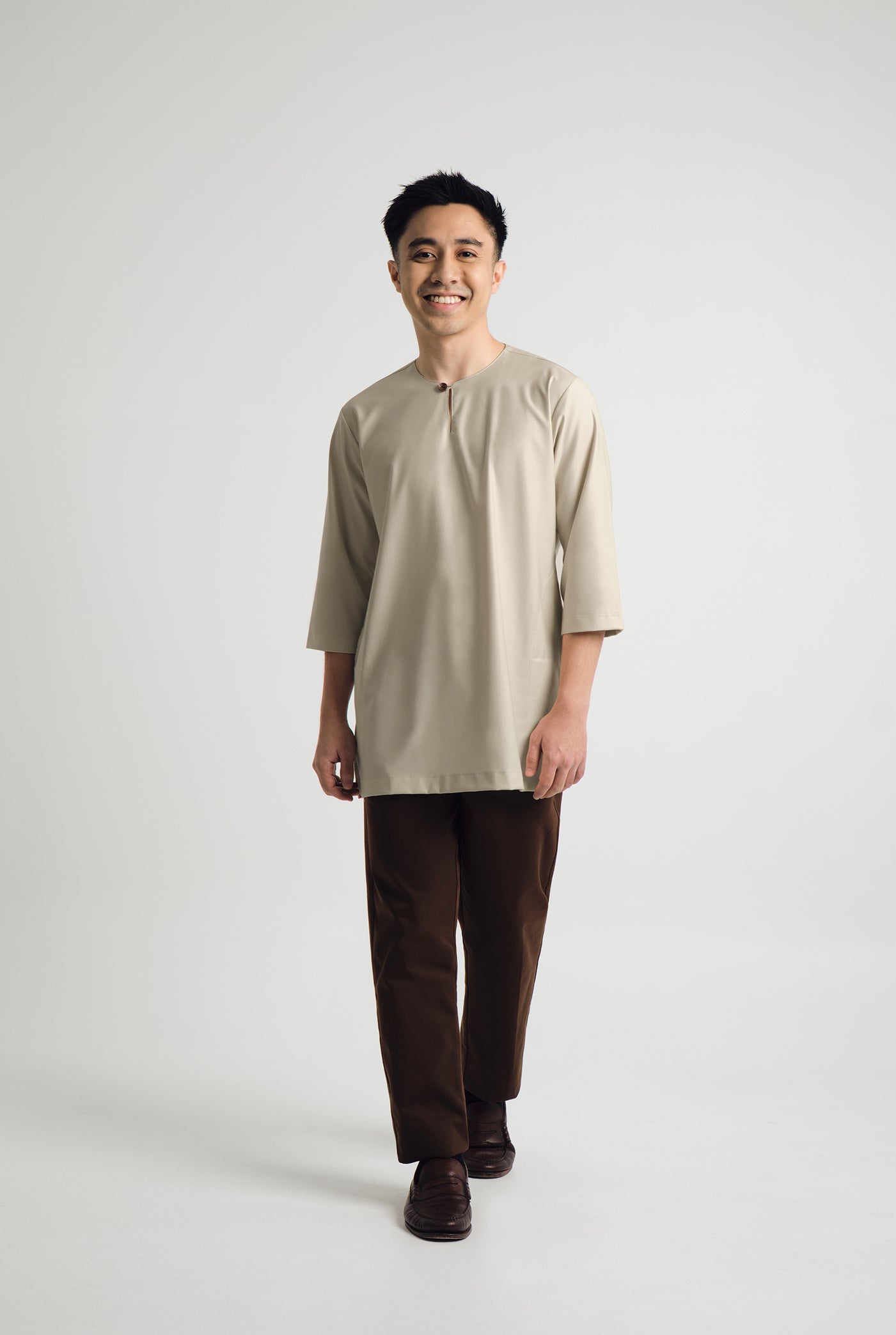 Patawali Three Quarter Sleeve Top - Beige