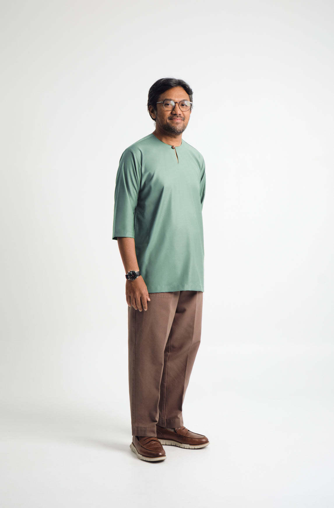 Patawali Three Quarter Sleeve Top - Grass Green