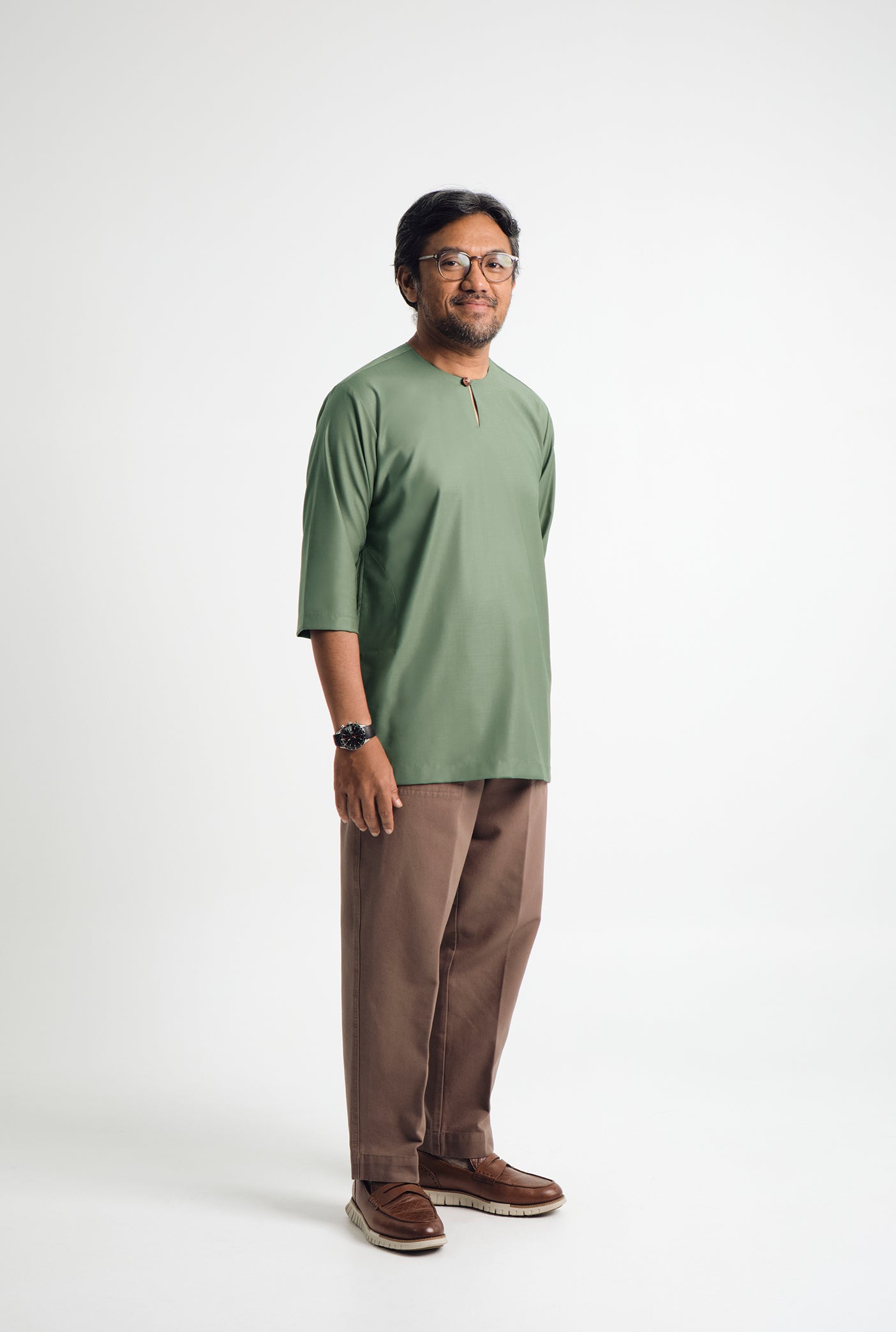 Patawali Three Quarter Sleeve Top - Grass Green