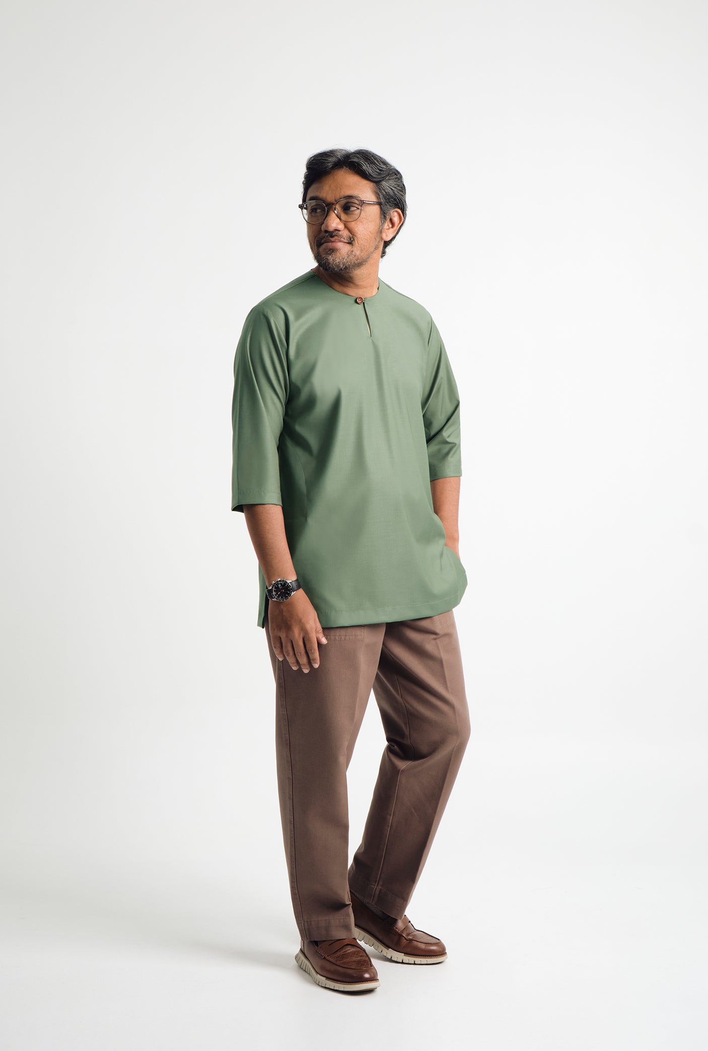 Patawali Three Quarter Sleeve Top - Grass Green