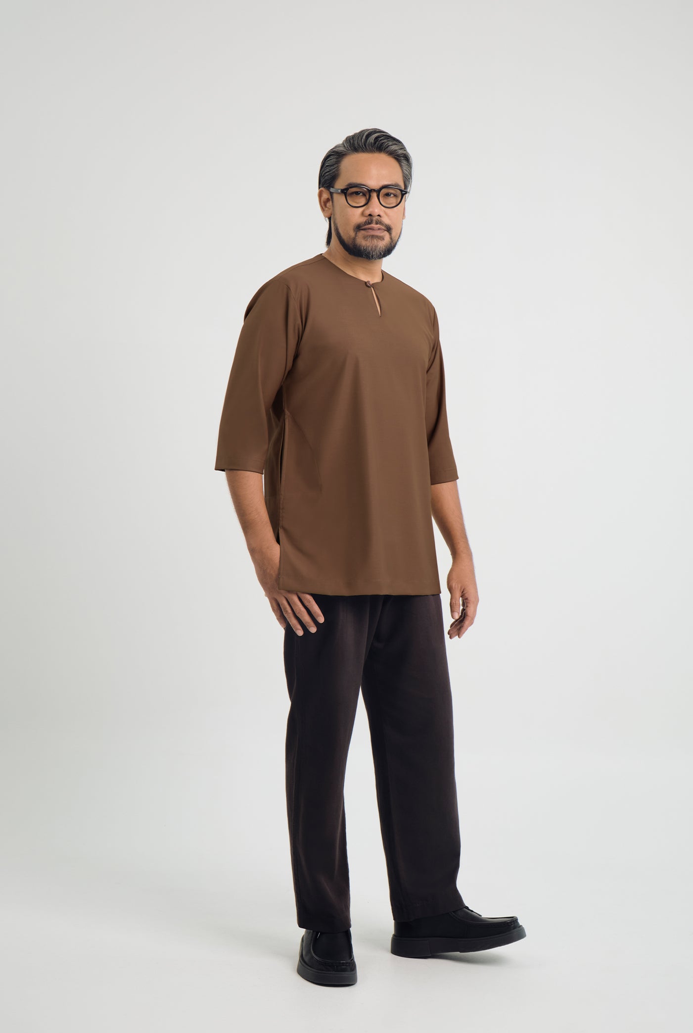 Patawali Three Quarter Sleeve Top - Coffee Brown