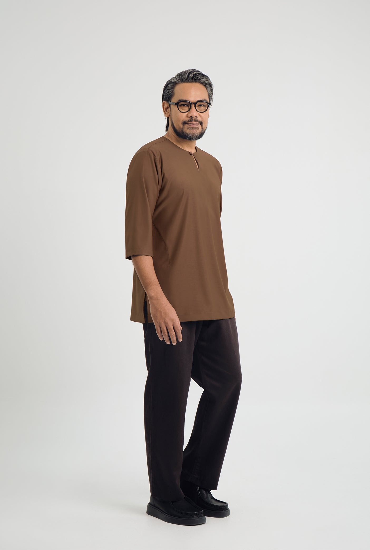 Patawali Three Quarter Sleeve Top - Coffee Brown